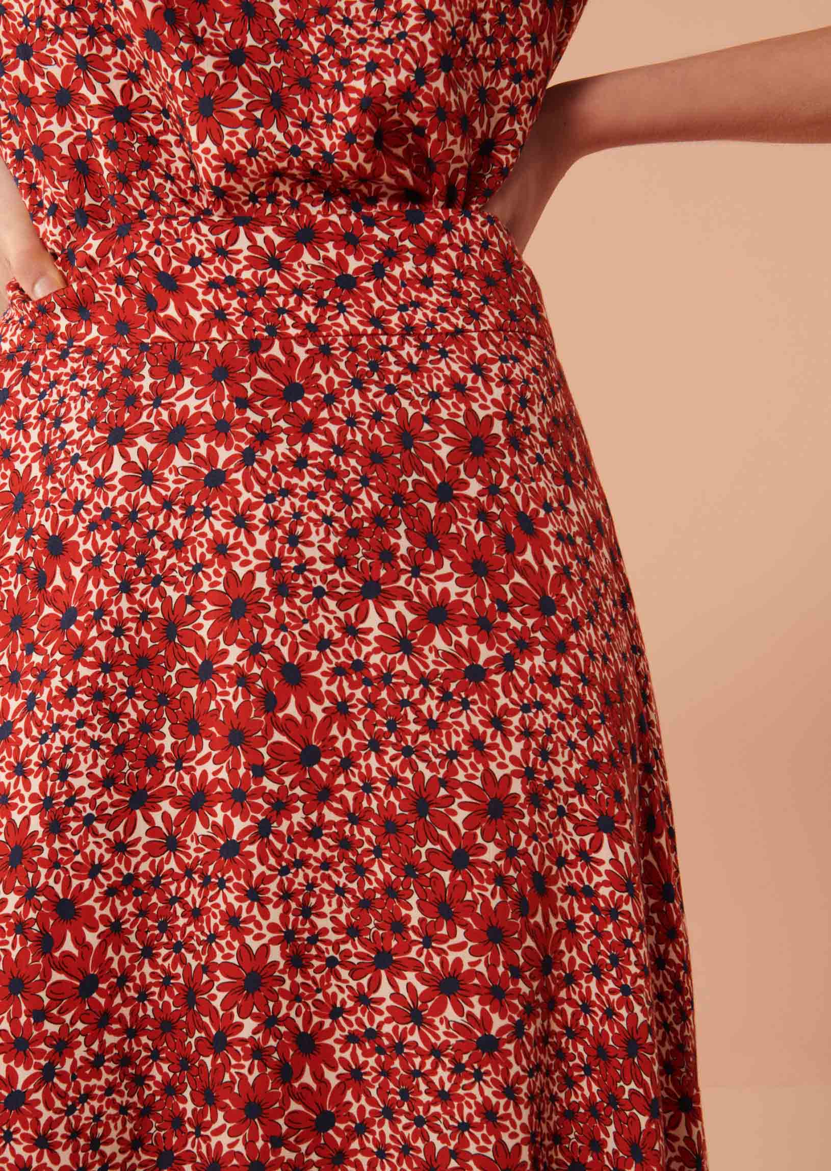 Jupe Jeannette rouge imprimé petites fleurs Faume - seconde main