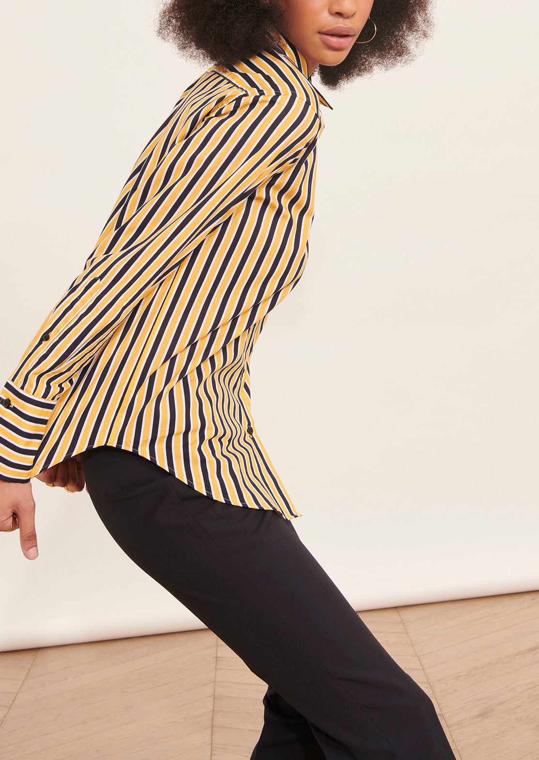 Chemise Carrie bleu nuit rayée en popeline Faume - seconde main