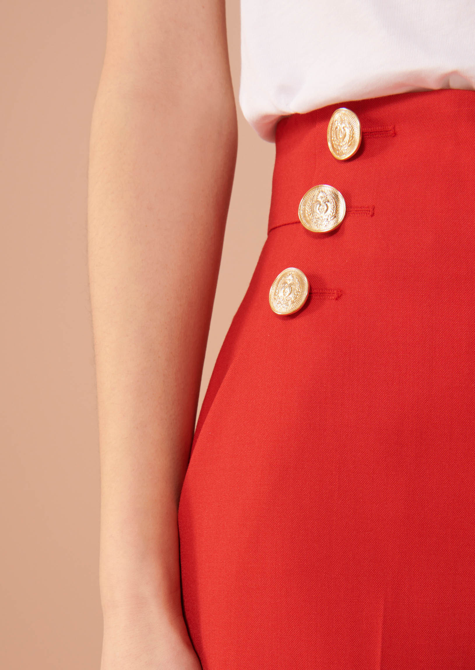 Pantalon Pilar rouge en laine froide Faume - seconde main