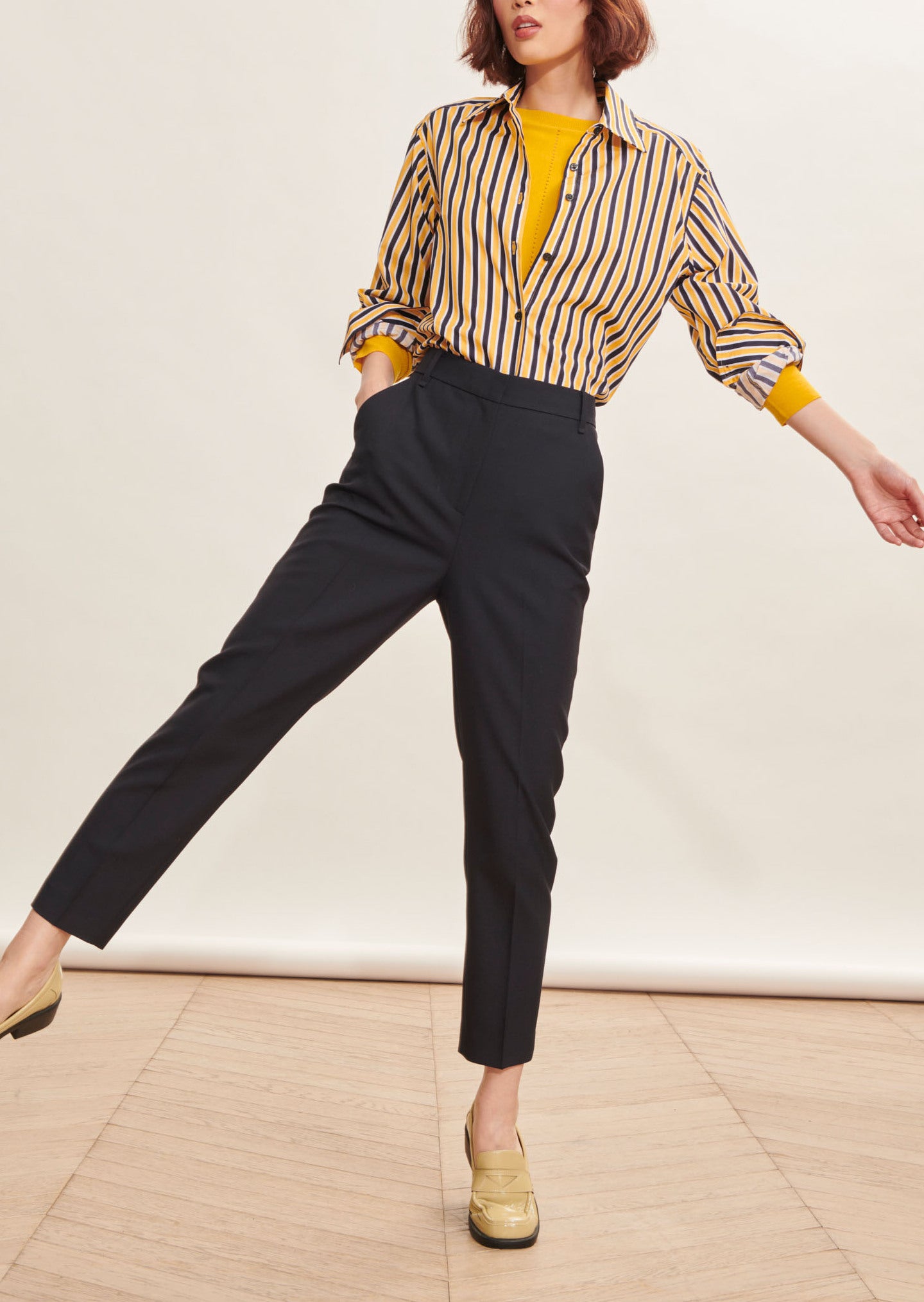 Pantalon Philippine bleu nuit en laine froide Faume - seconde main