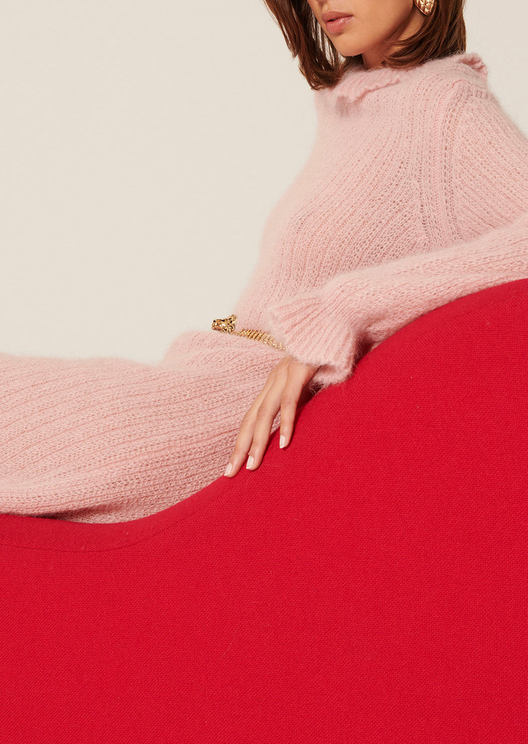 Robe pull Redestro rose en mohair et alpaga Faume - seconde main