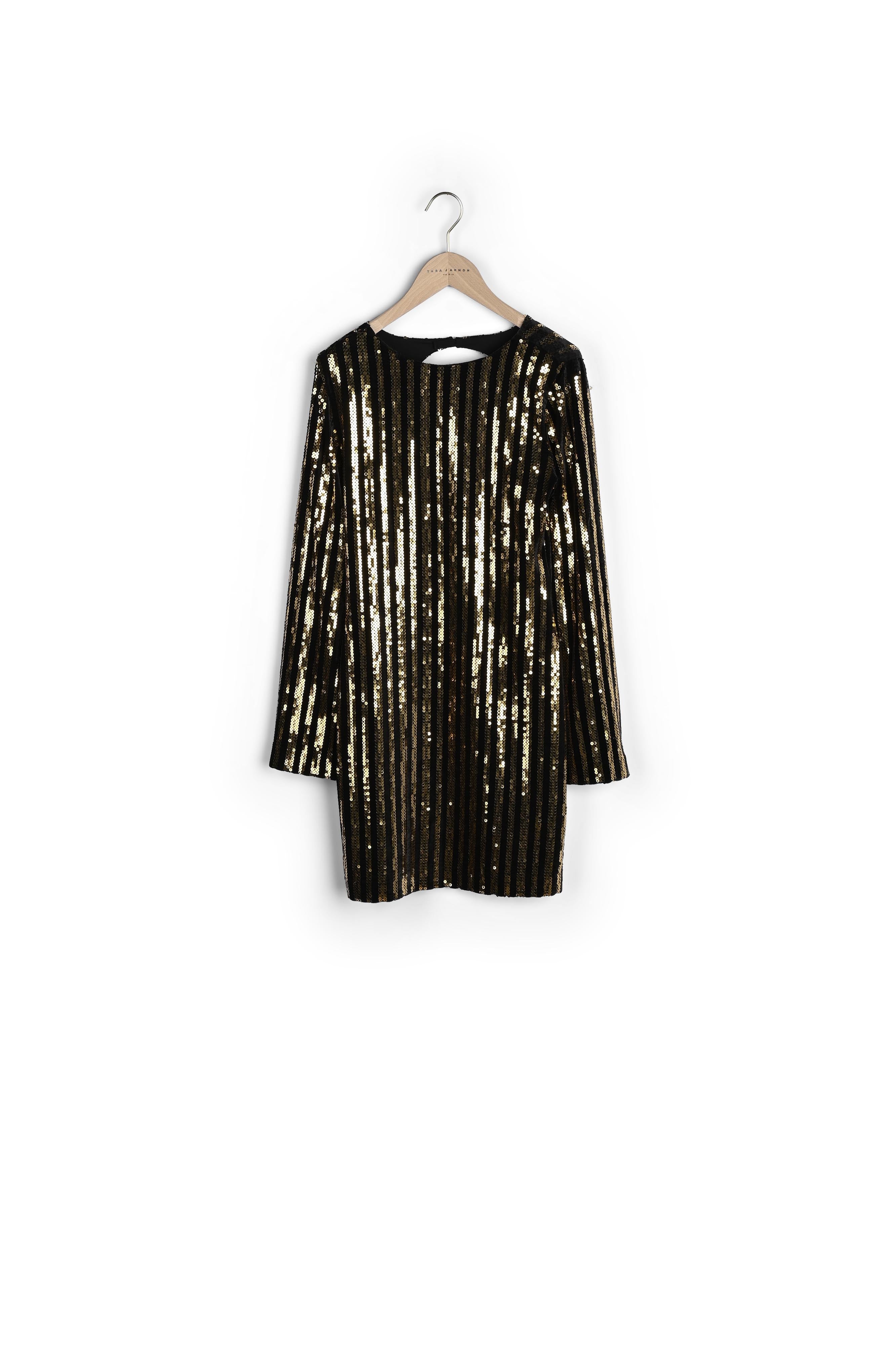 Robe Rory rayée noire et paillettes gold 