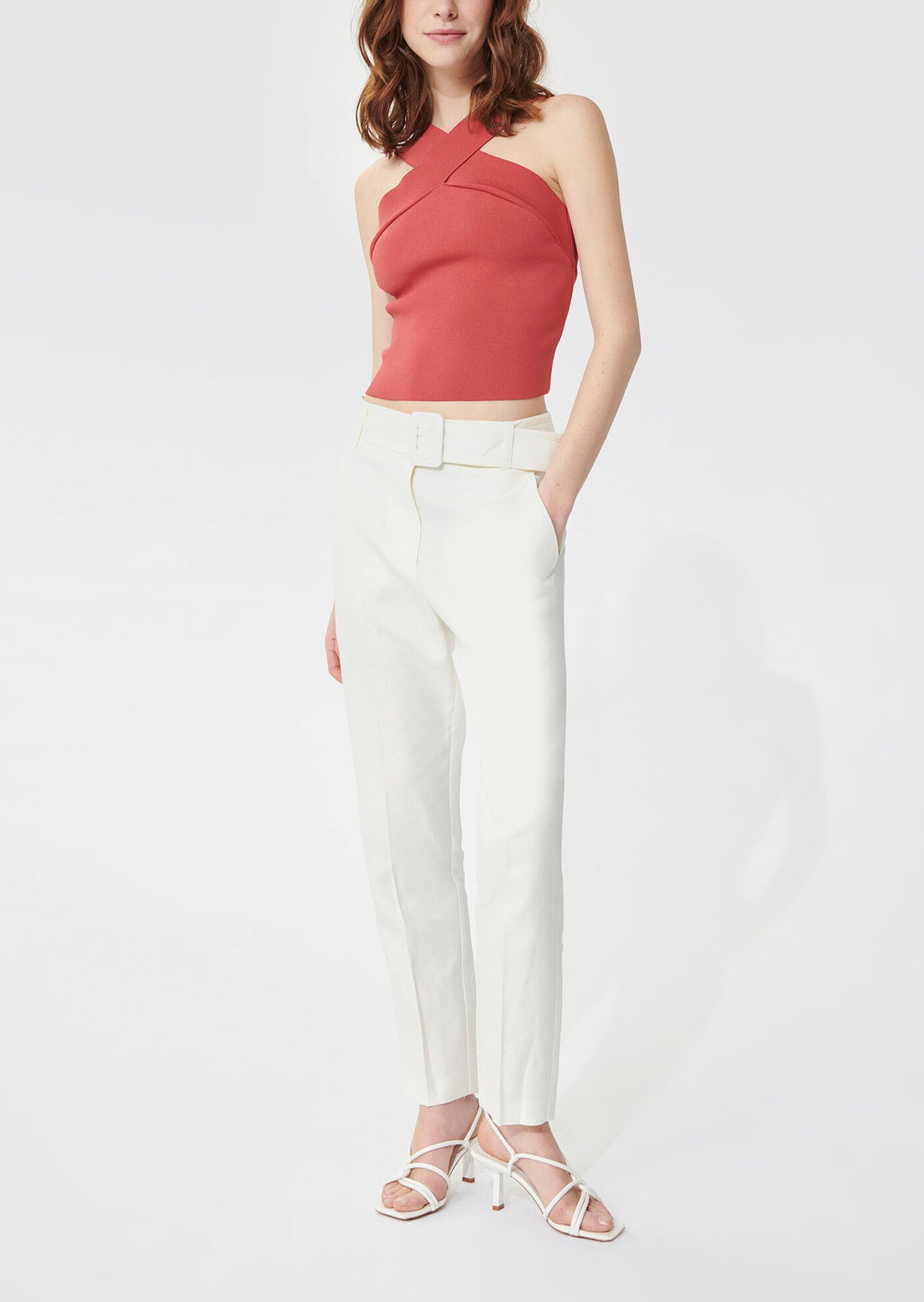 Top Prana croisé bois de rose en maille compacte Faume - seconde main