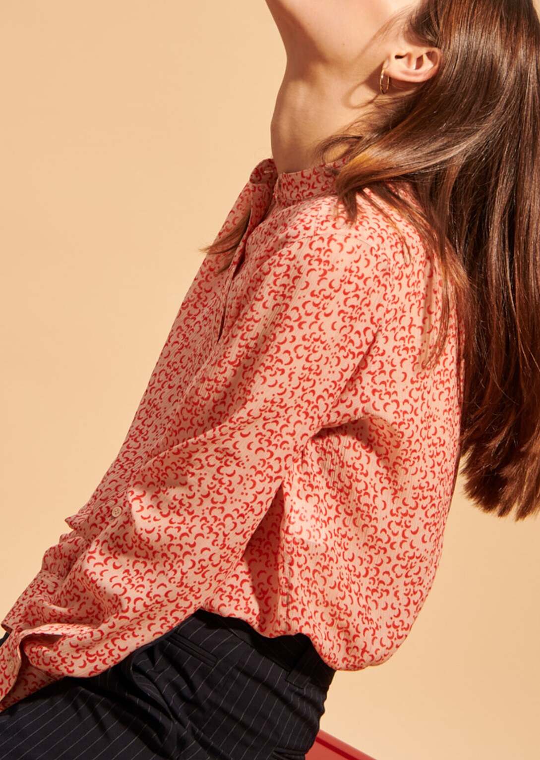 Chemise Tiberine imprimé lune rouge et champagne Faume - seconde main