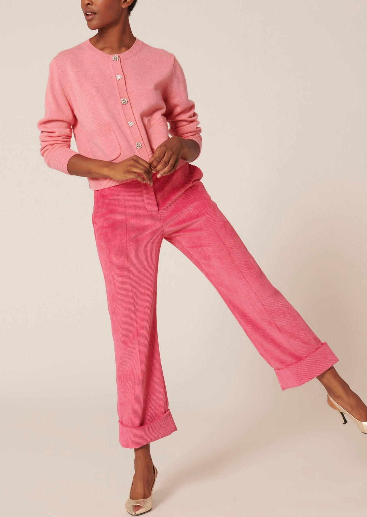 Gilet Gyslain rose en laine merinos Faume - seconde main