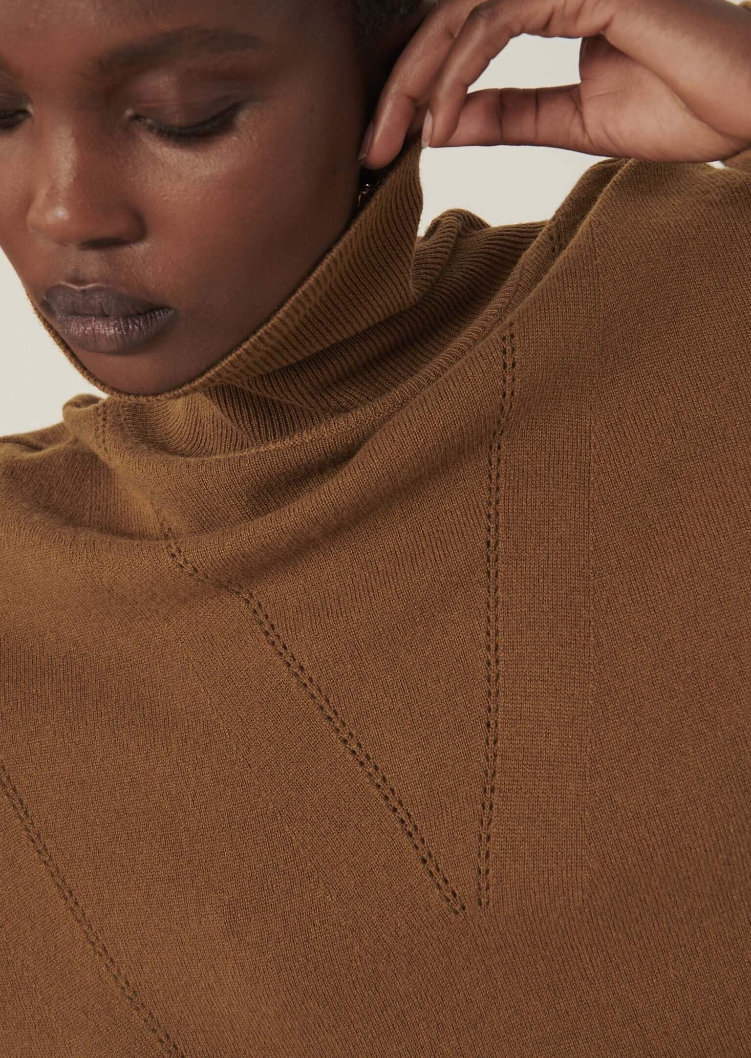 Robe pull Rybbi bronze en merinos et cachemire Faume - seconde main