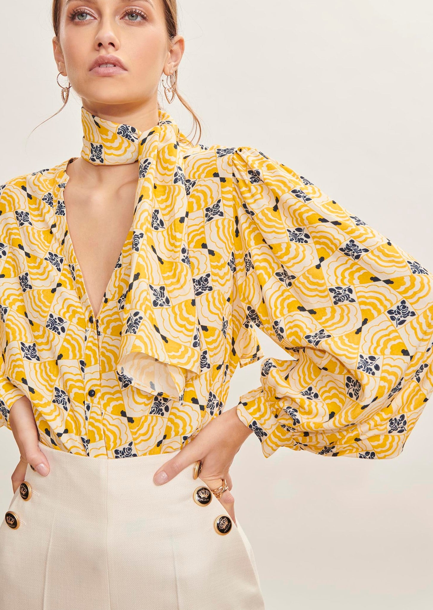 Chemise Constanza jaune imprimé fleuri Faume - seconde main