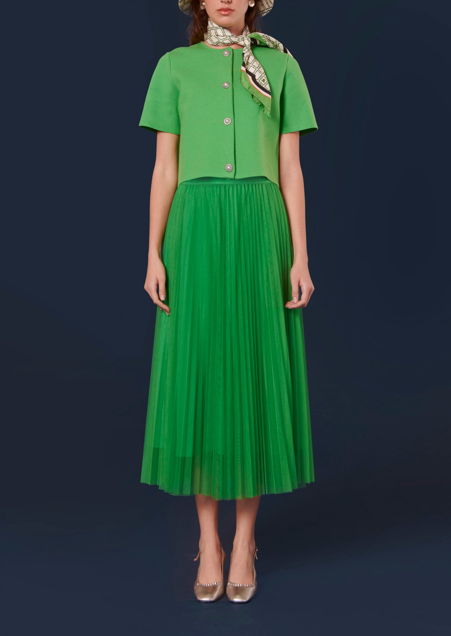 Gilet Glitter vert en maille compacte Faume - seconde main