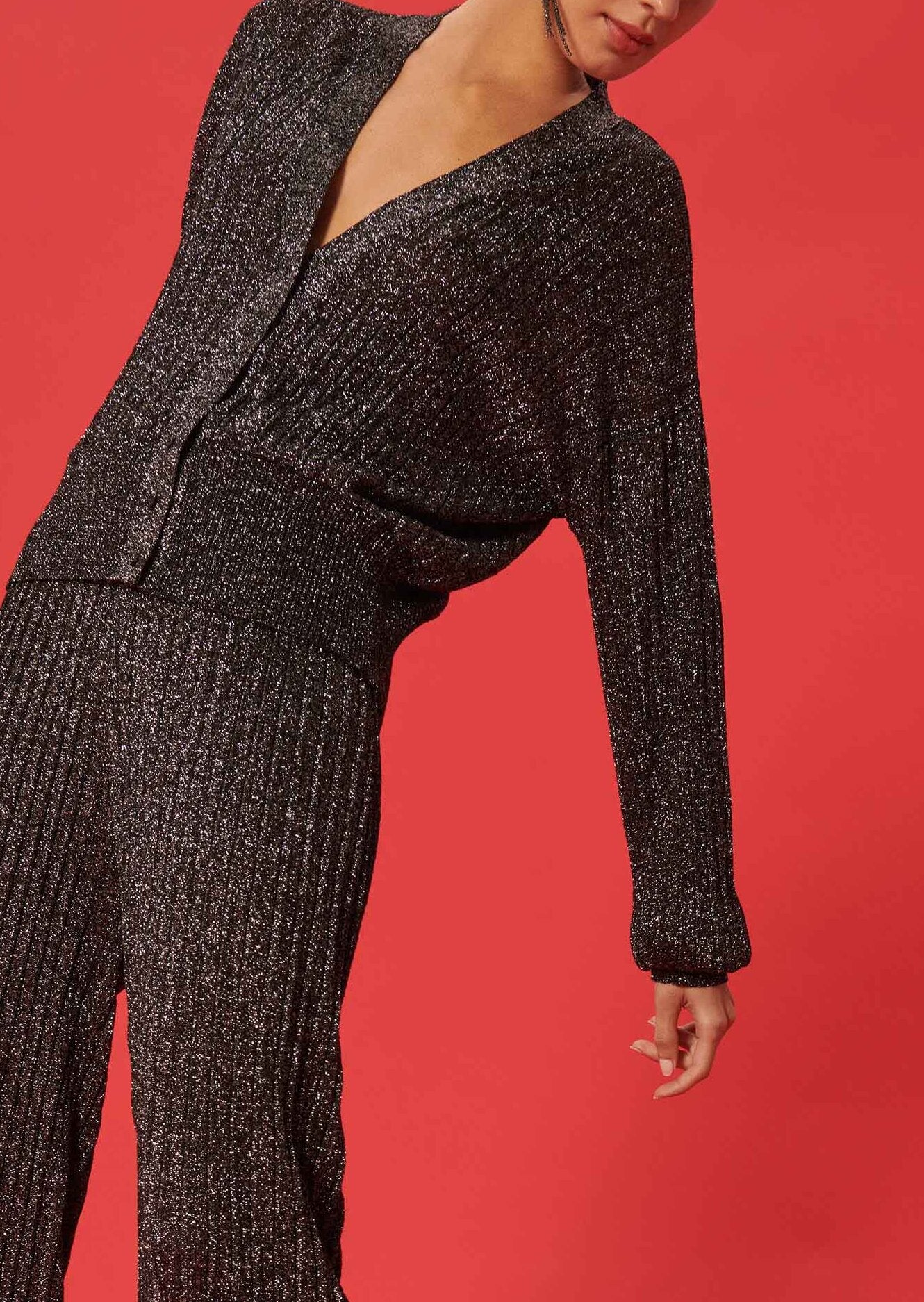 Gilet Galatee noir en maille fine lurex Faume - seconde main