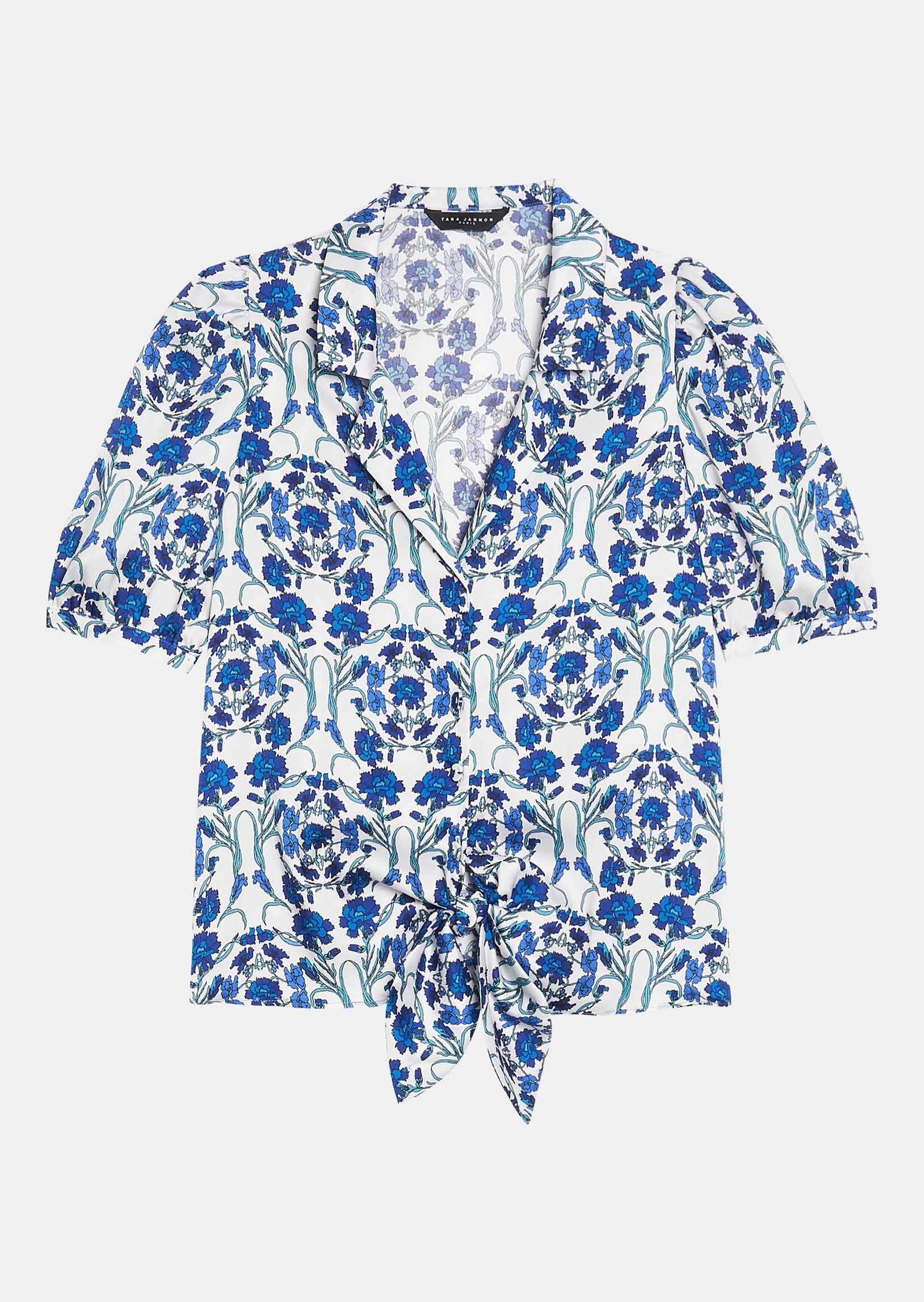 Top Toma écru imprimé fleurs bleues Faume - seconde main