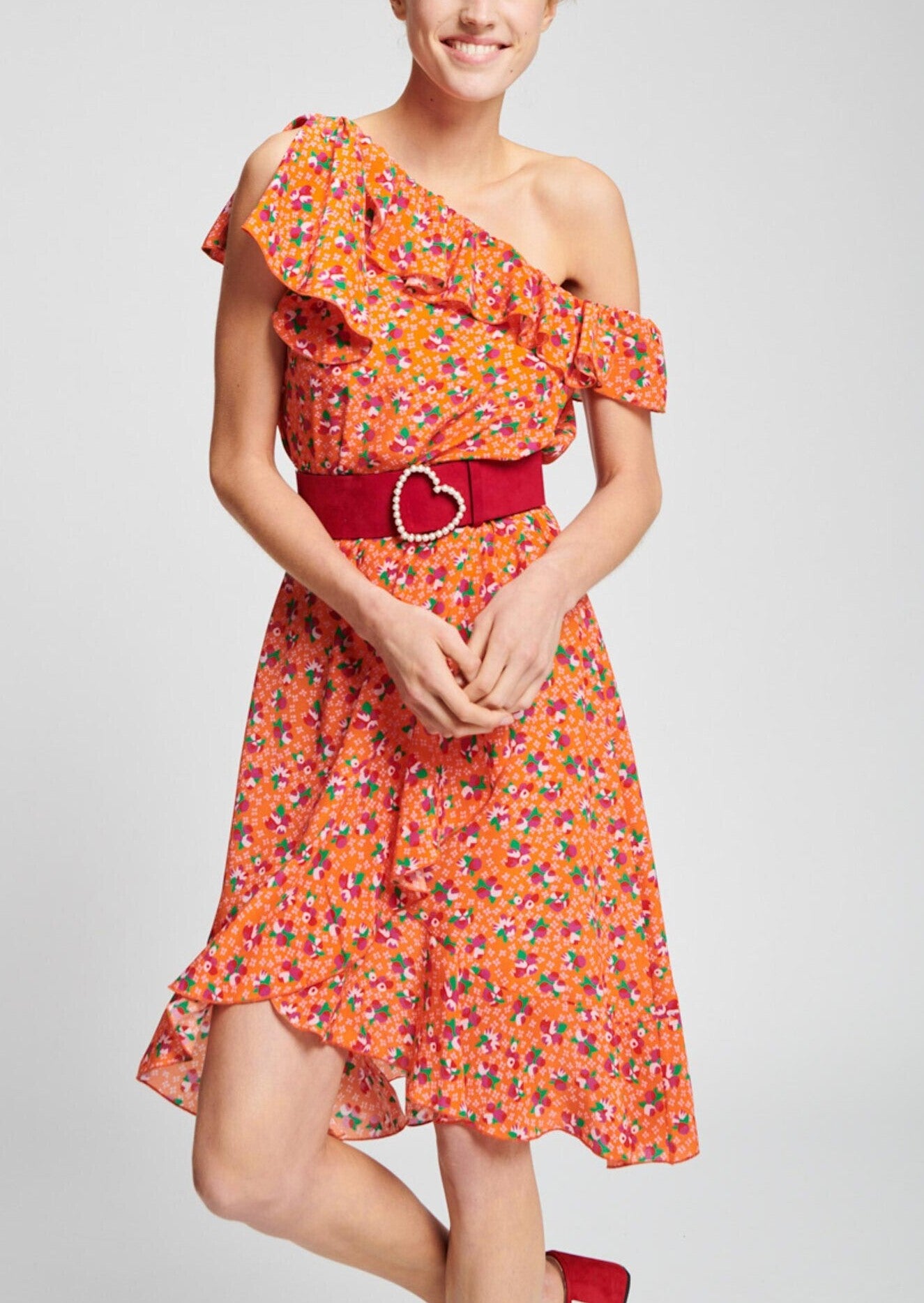 Robe clémentine asymétrique en soie Faume - seconde main