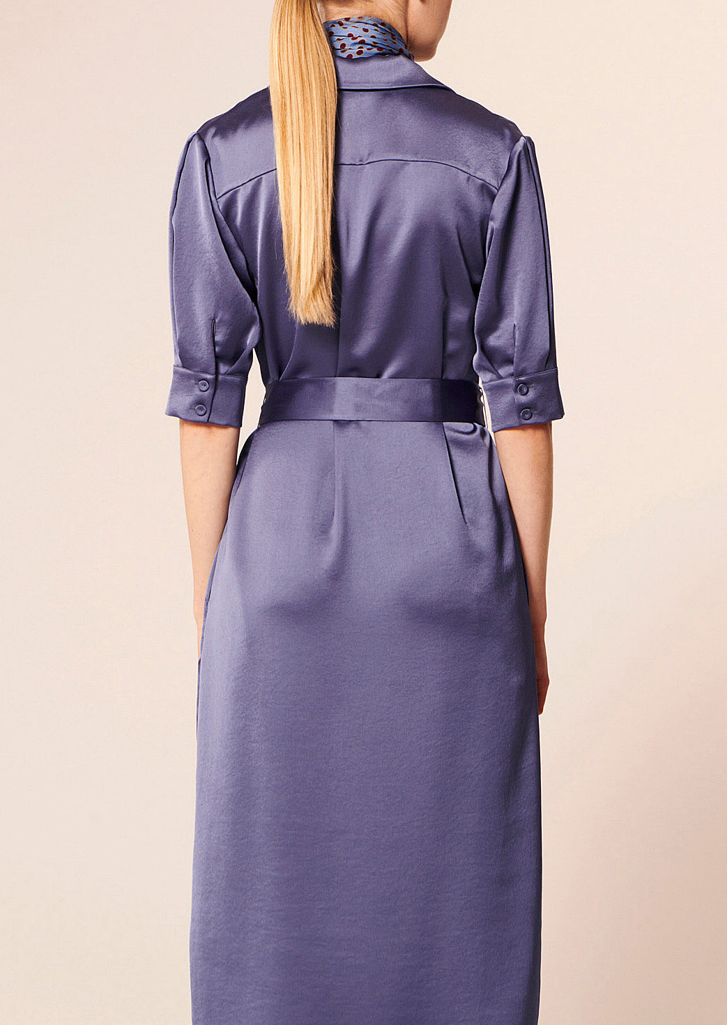 Robe Rocha bleue en satin Faume - seconde main