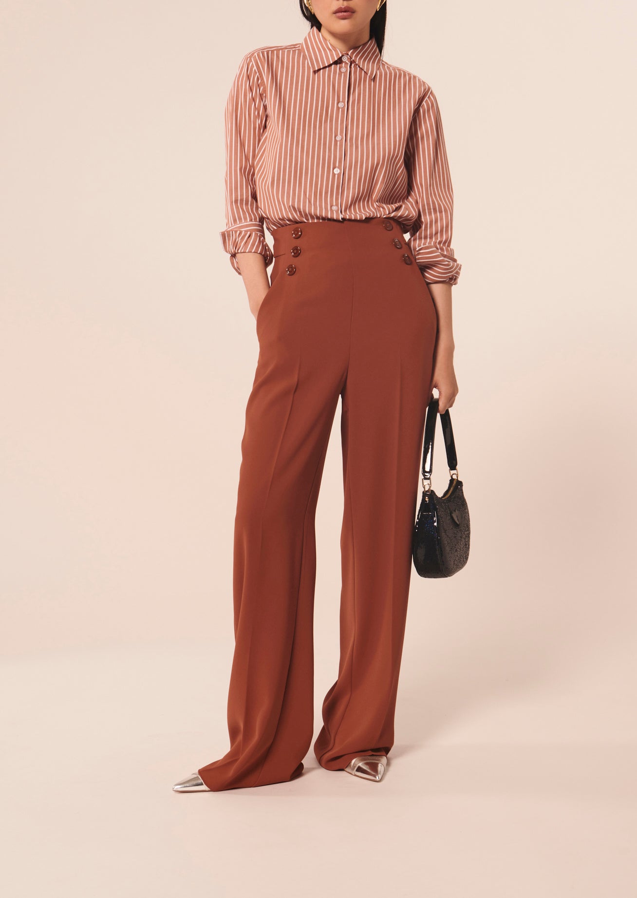 Chemise Carrie rose en popeline à rayures Faume - seconde main