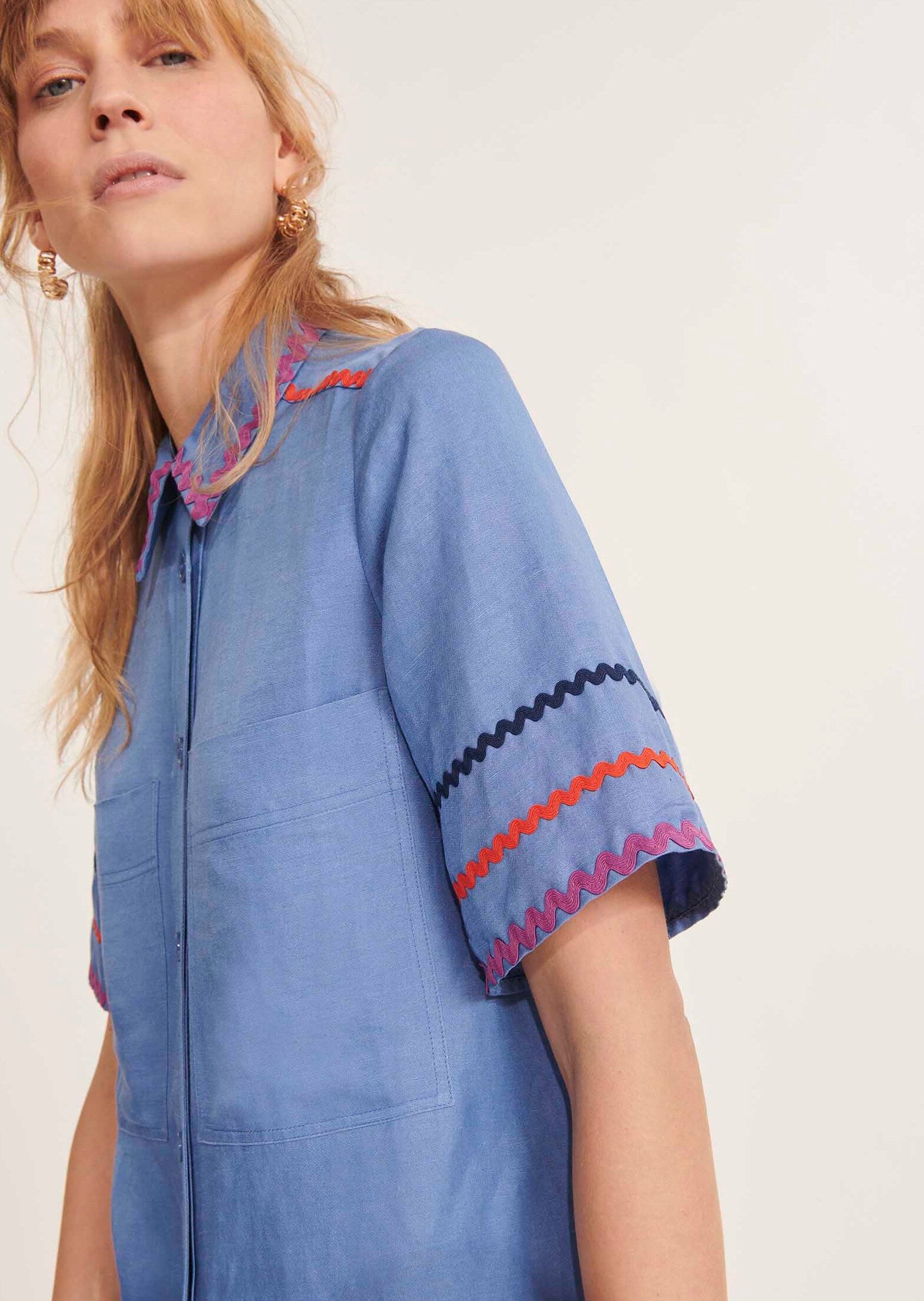 Chemise Cindy bleue en lin Faume - seconde main