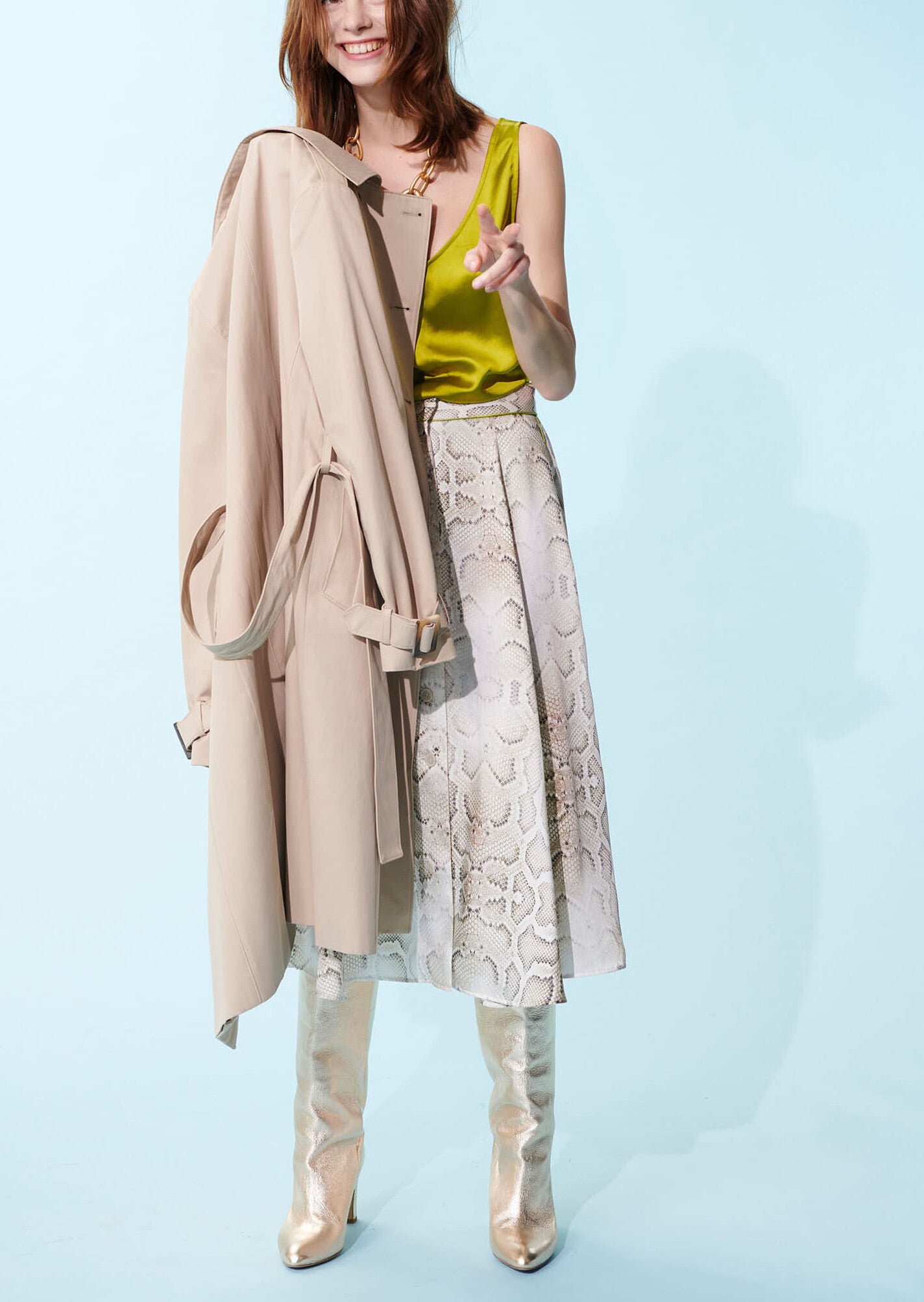 Jupe Jessa écrue imprimé python Faume - seconde main