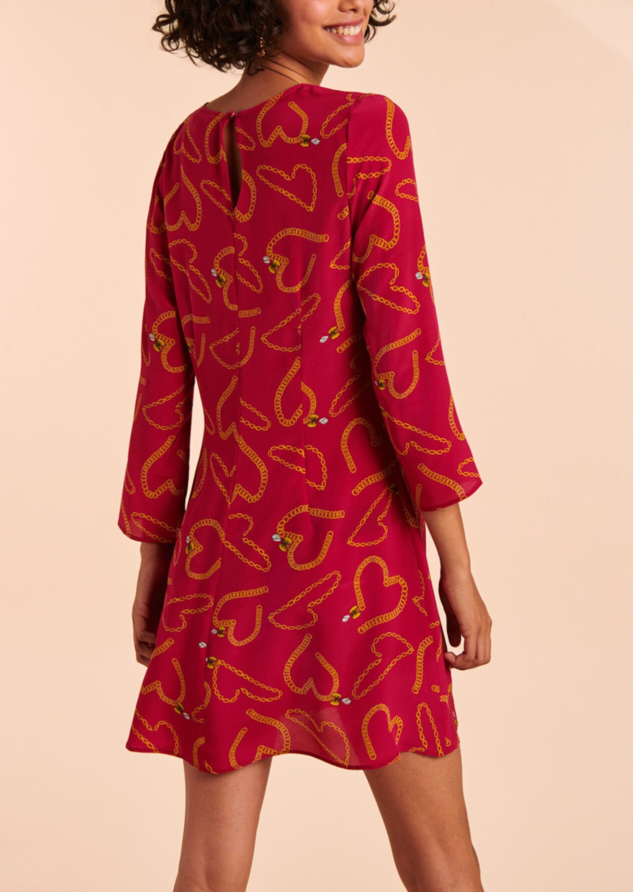 Robe Romanie en soie imprimé chaînes et coeurs Faume - seconde main