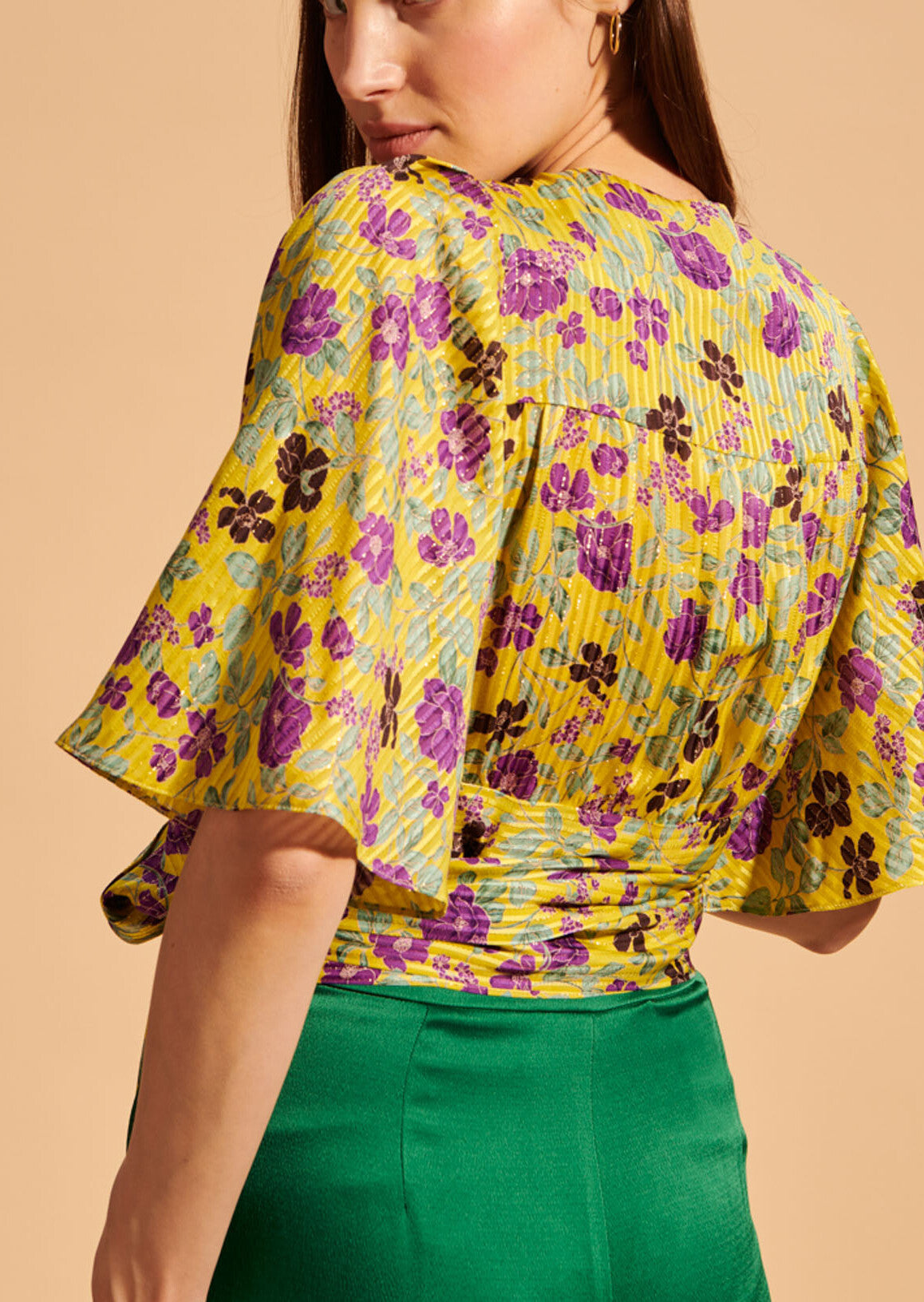 Top Tuilerie en viscose et soie jaune Faume - seconde main