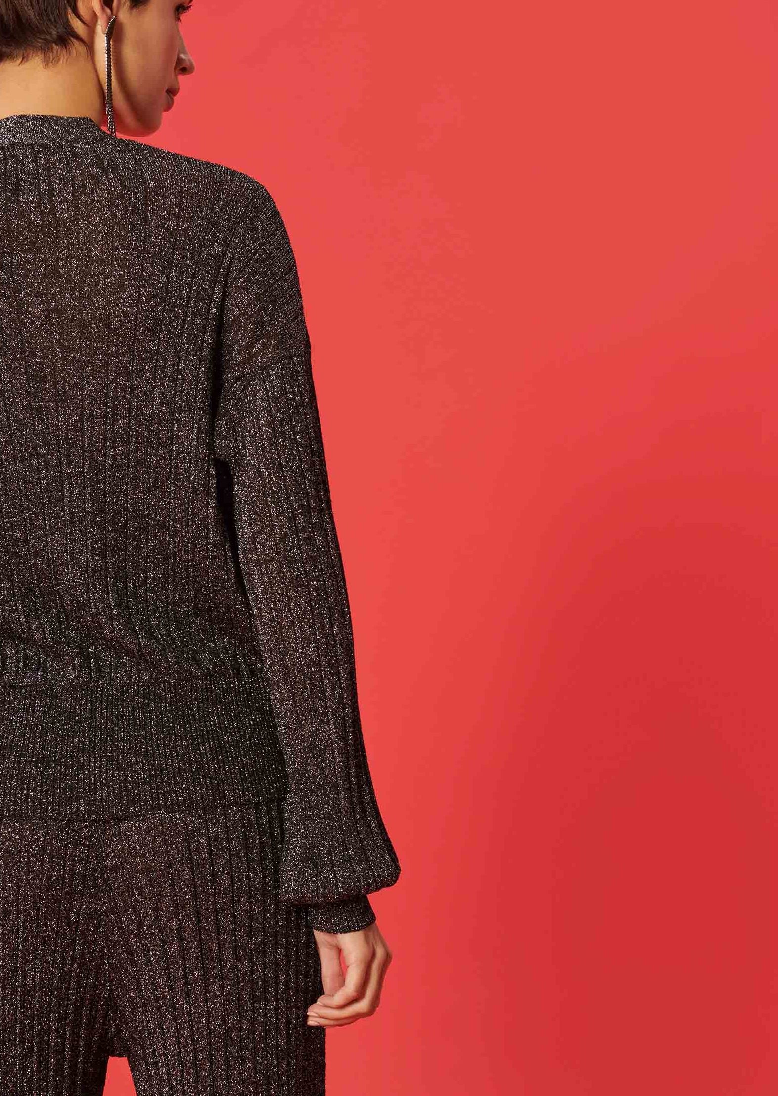 Gilet Galatee noir en maille fine lurex Faume - seconde main