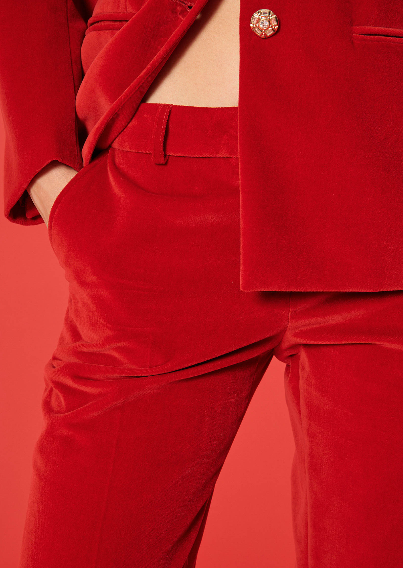 Pantalon Patti rouge en velours Faume - seconde main