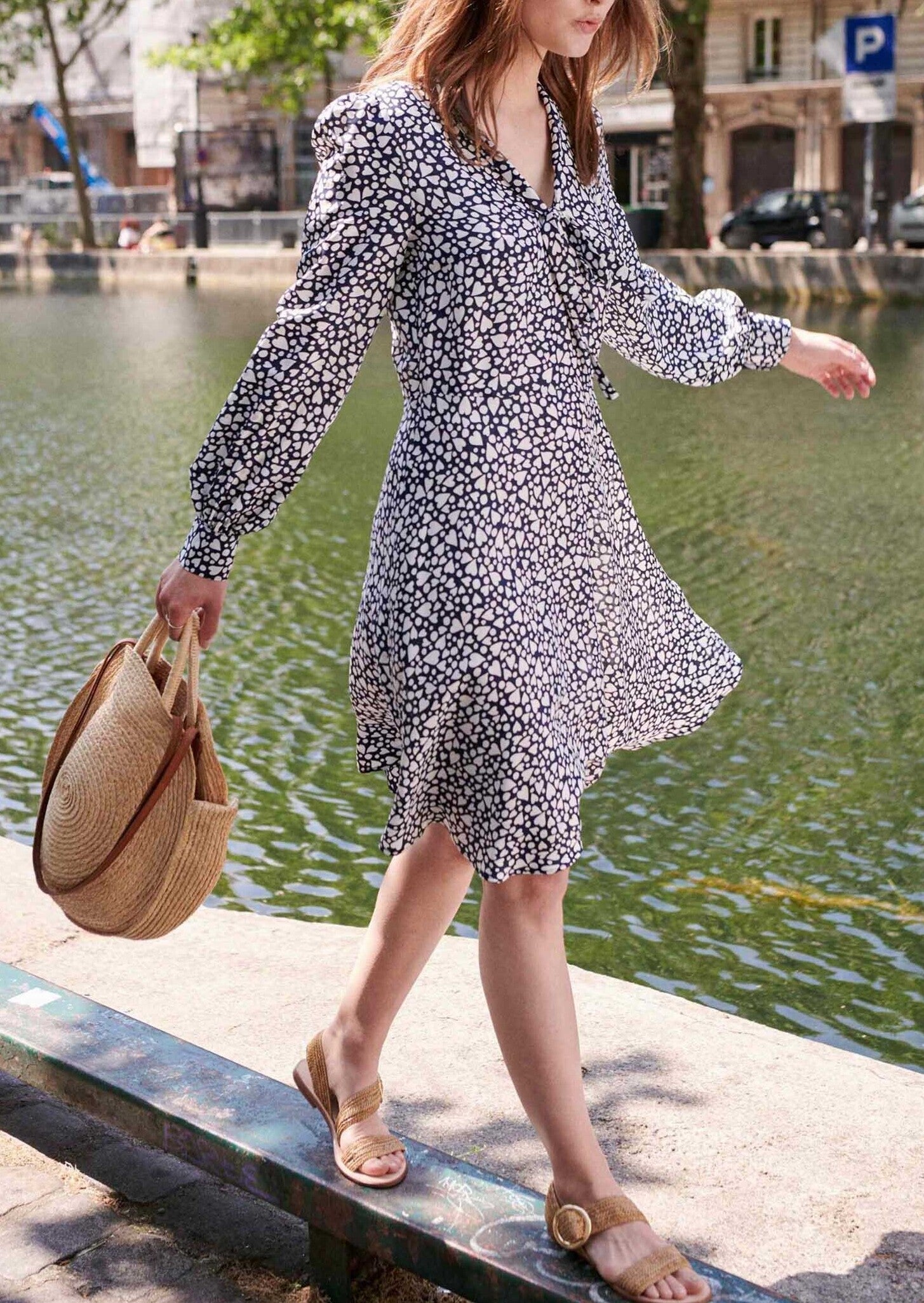 Robe Ryjazz bleu nuit imprimé coeurs Faume - seconde main