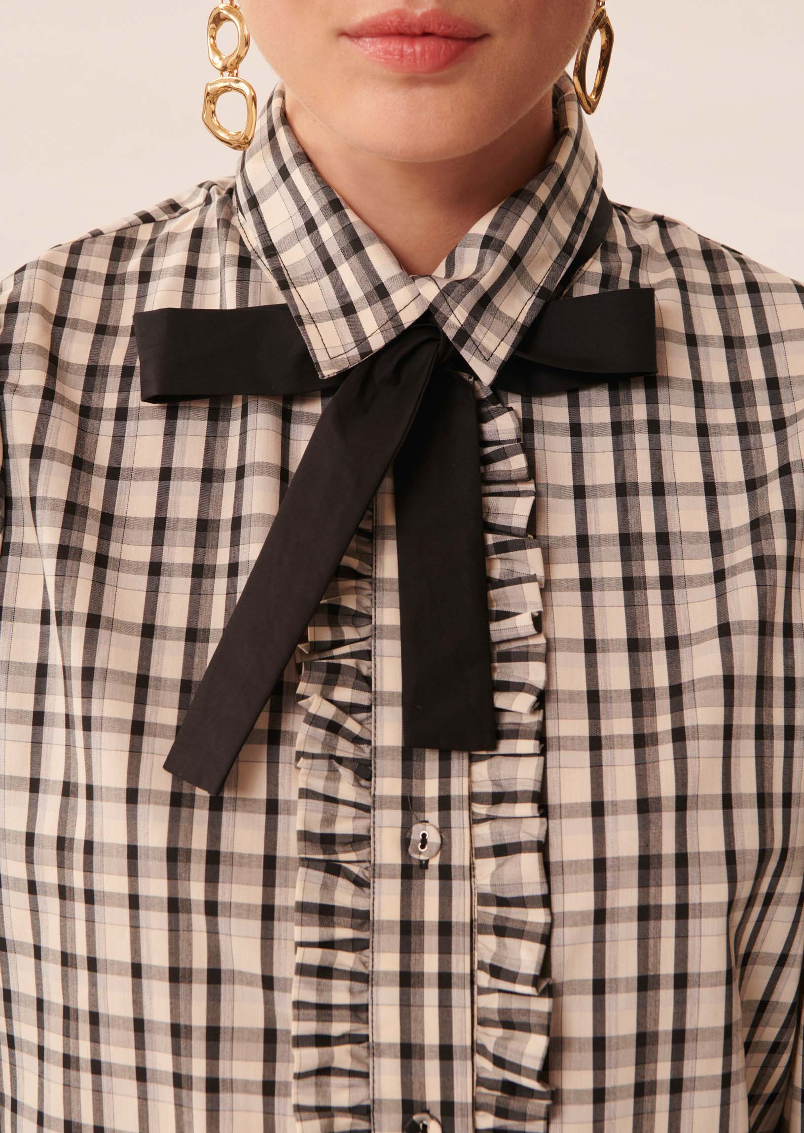 Chemise Cheri écrue à carreaux en popeline Faume - seconde main