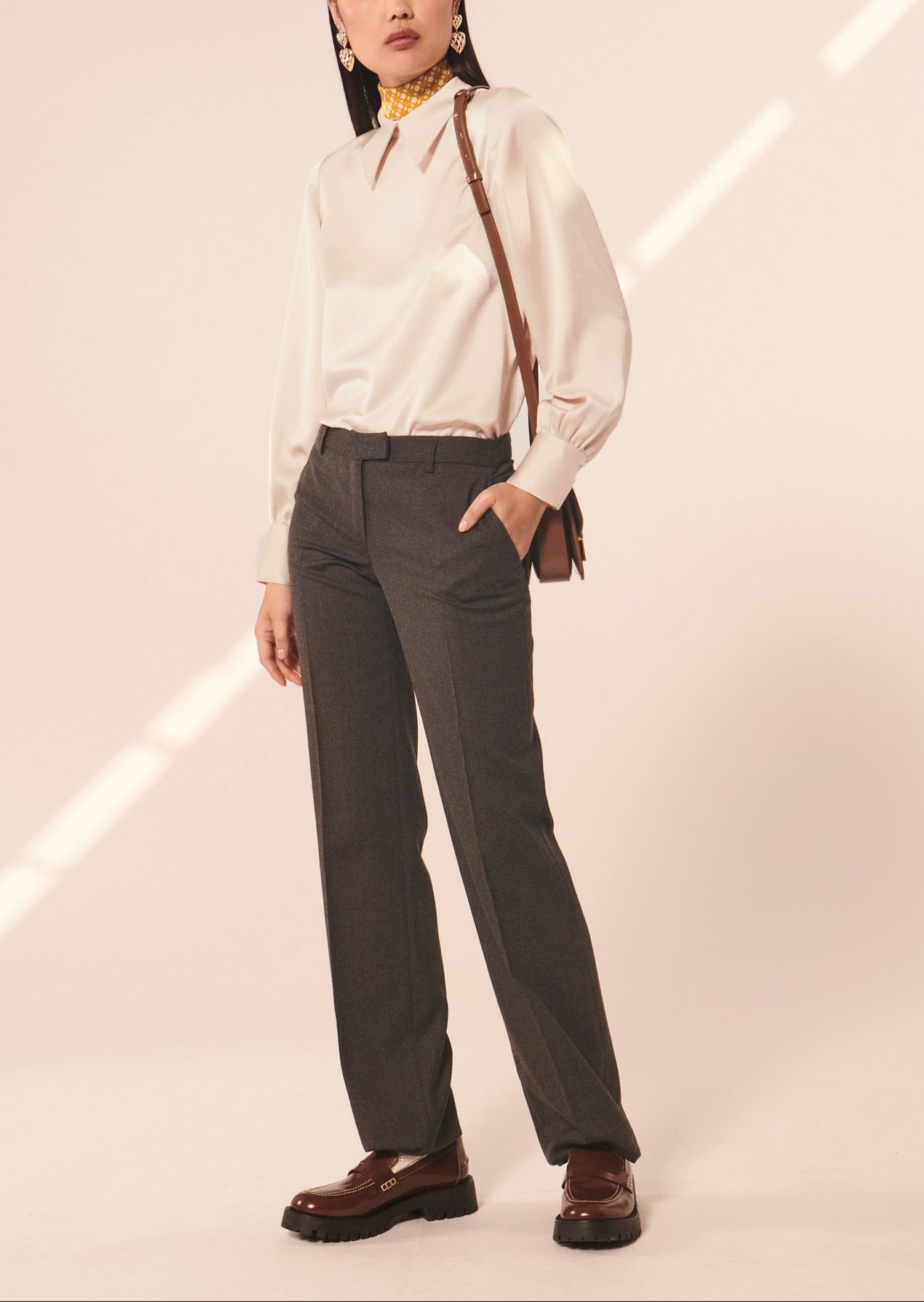 Top Tianna écru en satin fluide Faume - seconde main