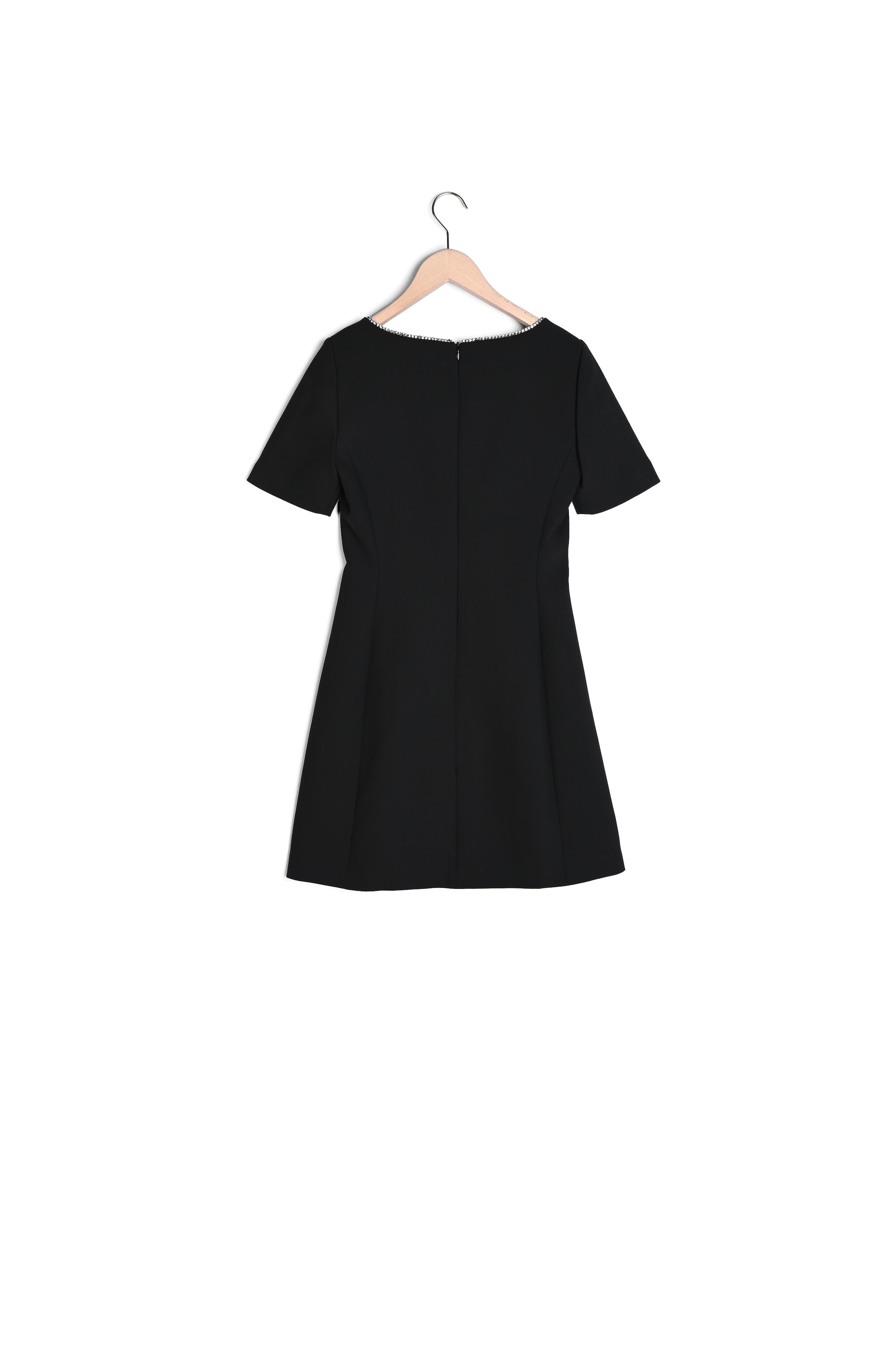 Robe Roxane noire en toile double décolleté strass Faume - seconde main