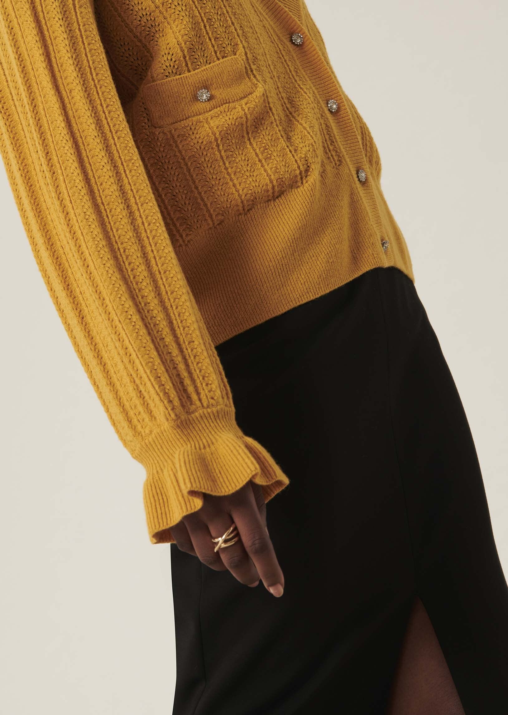 Gilet Giorgia jaune en maille identitaire Faume - seconde main