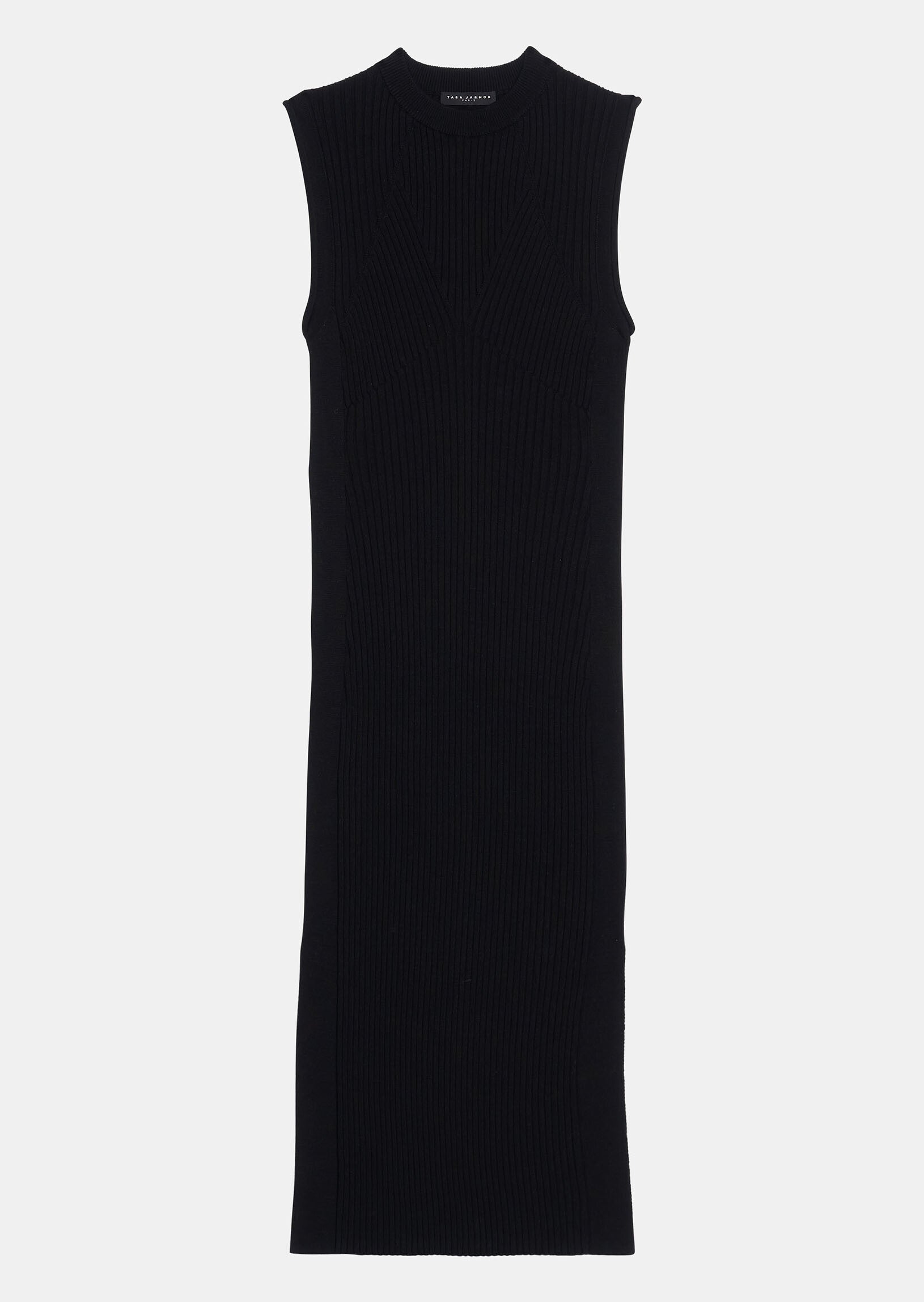 Robe longue et moulante Riviera noire en maille cotelée Faume - seconde main