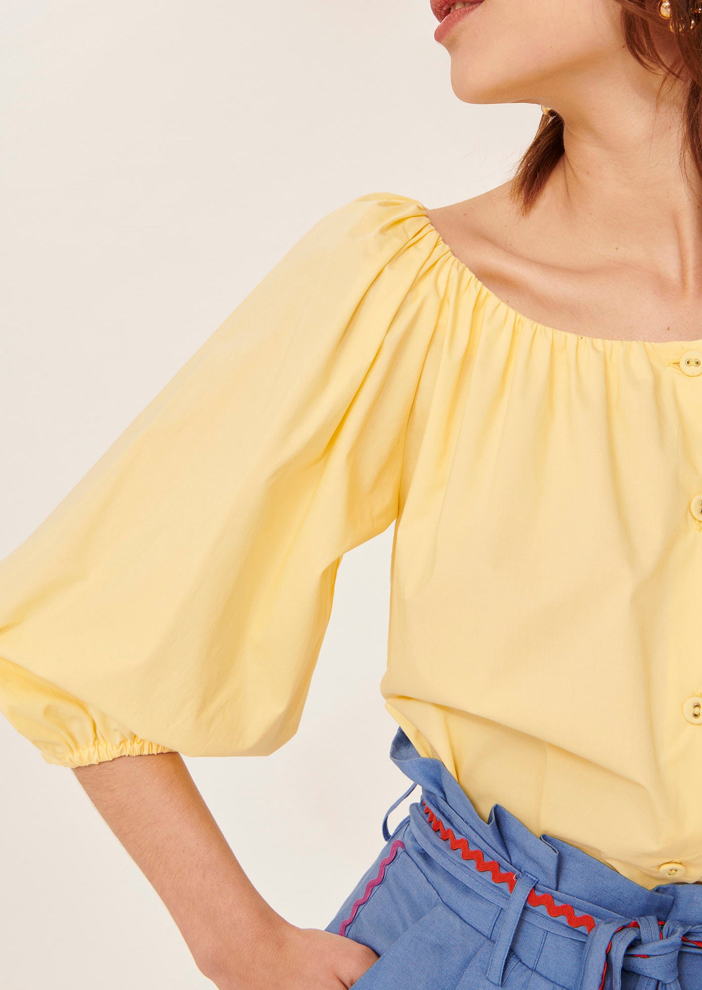 Chemise Cuba jaune pastel en popeline Faume - seconde main