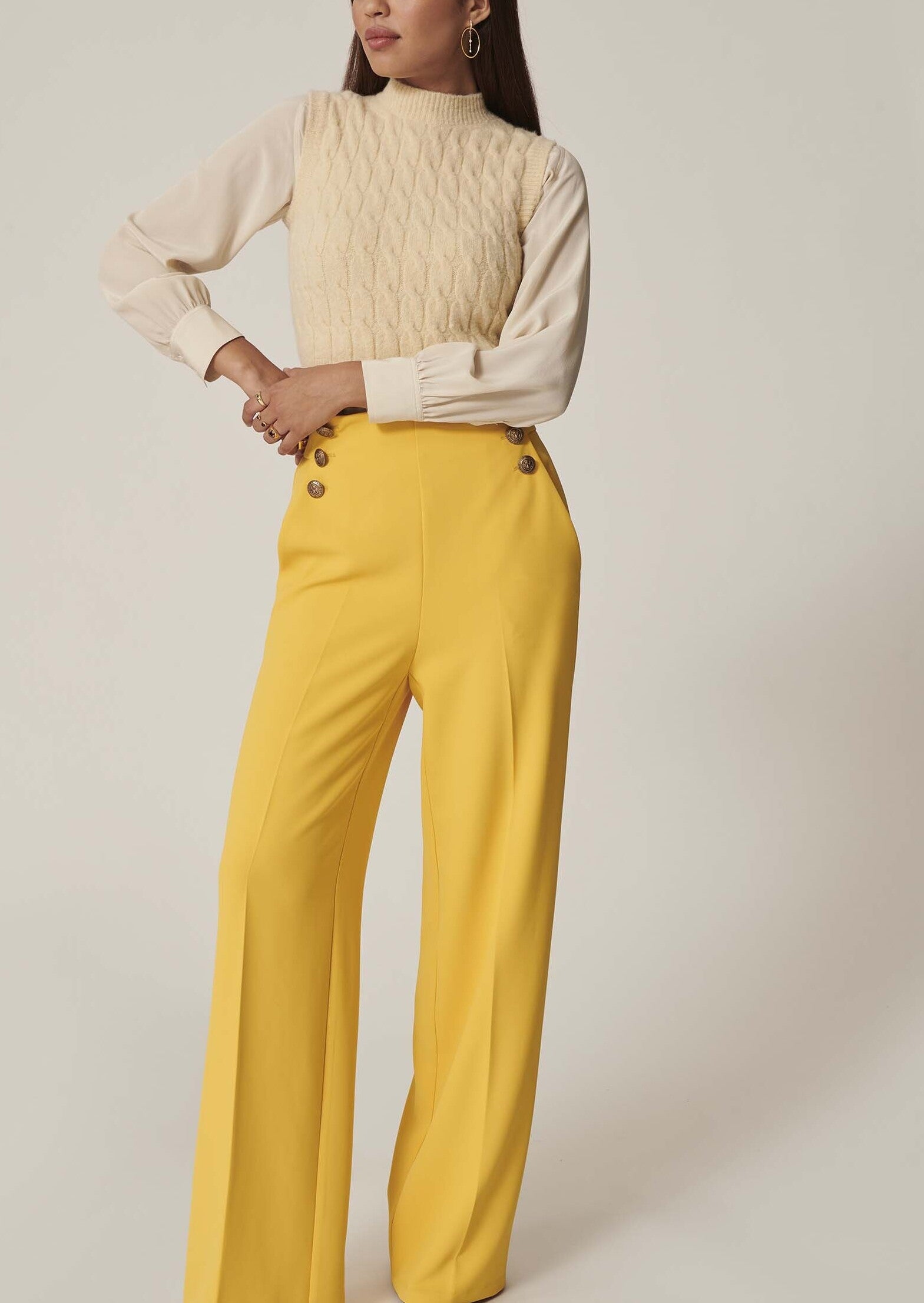 Pantalon Pilar jaune en crêpe Faume - seconde main