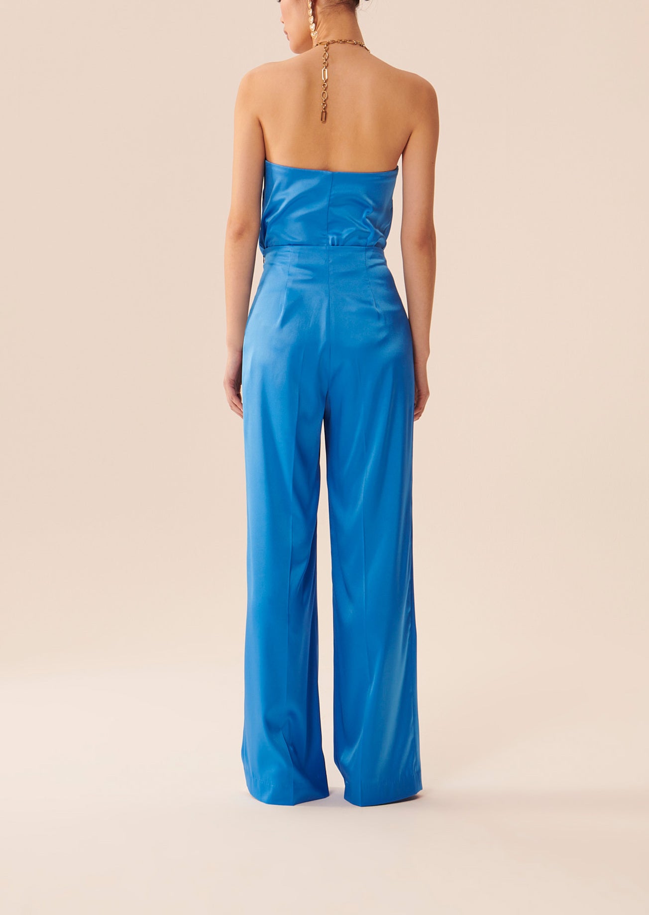Pantalon Poema bleu en satin Faume - seconde main