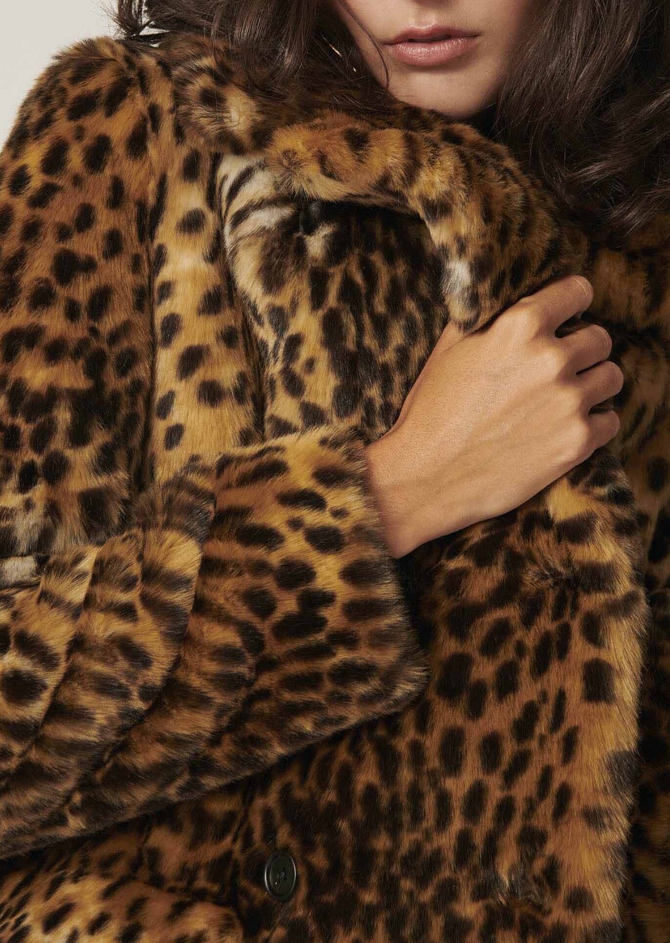 Manteau Melie marron en fausse fourrure léopard Faume - seconde main