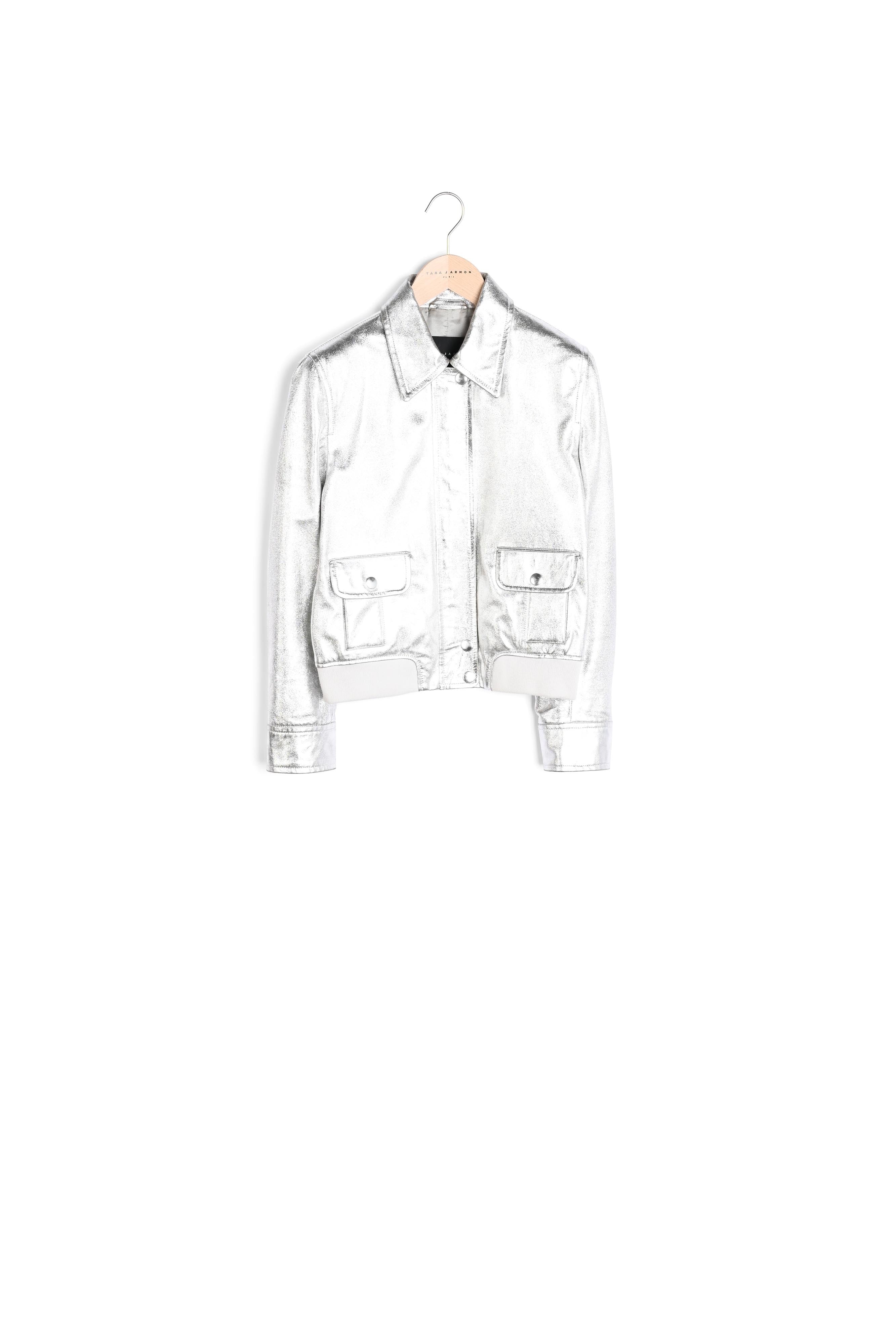 Blouson Vicenzo argenté en cuir Faume - seconde main