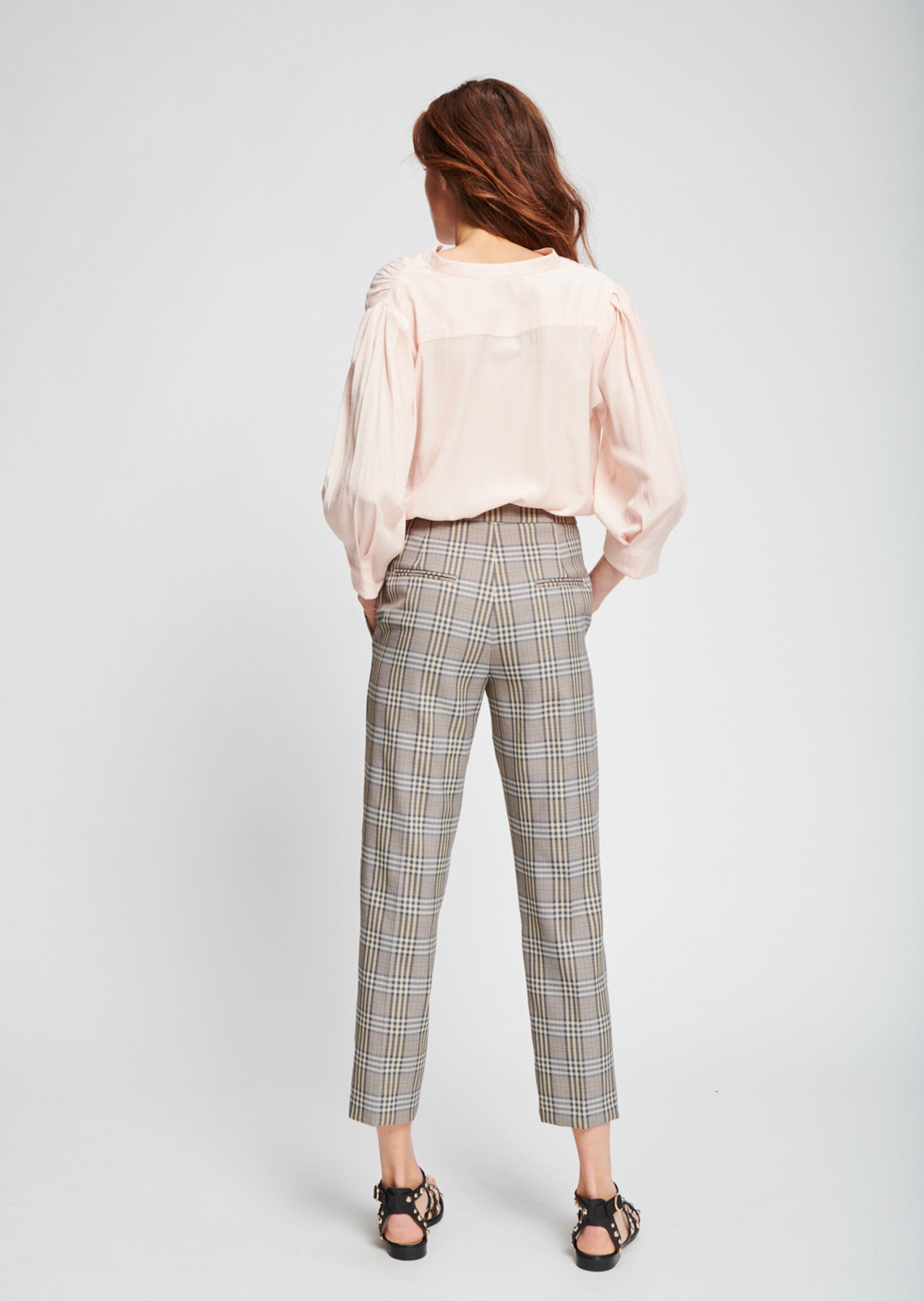Pantalon camel en tartan Faume - seconde main