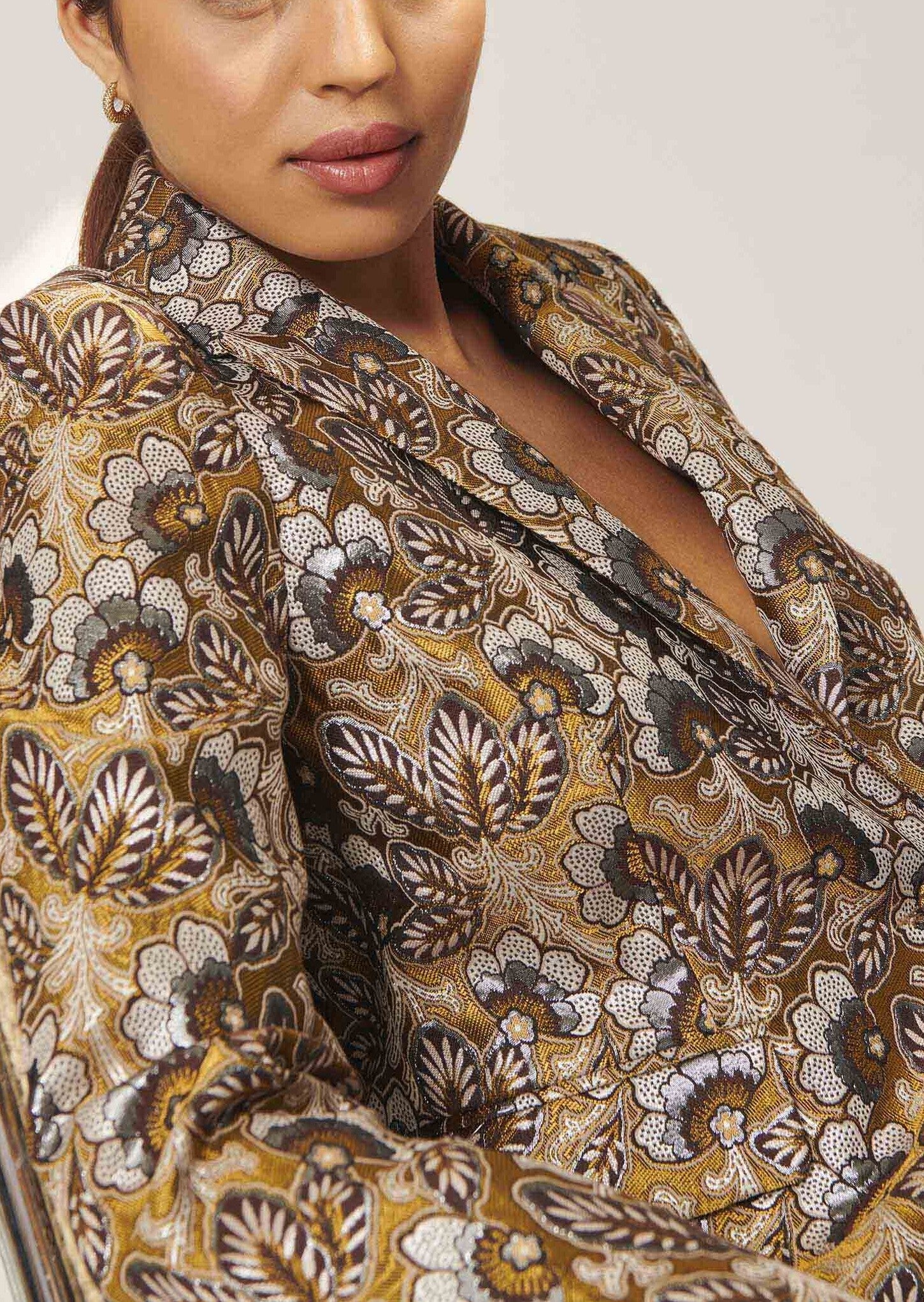 Veste Veroucha mordoré en jacquard fleuri Faume - seconde main