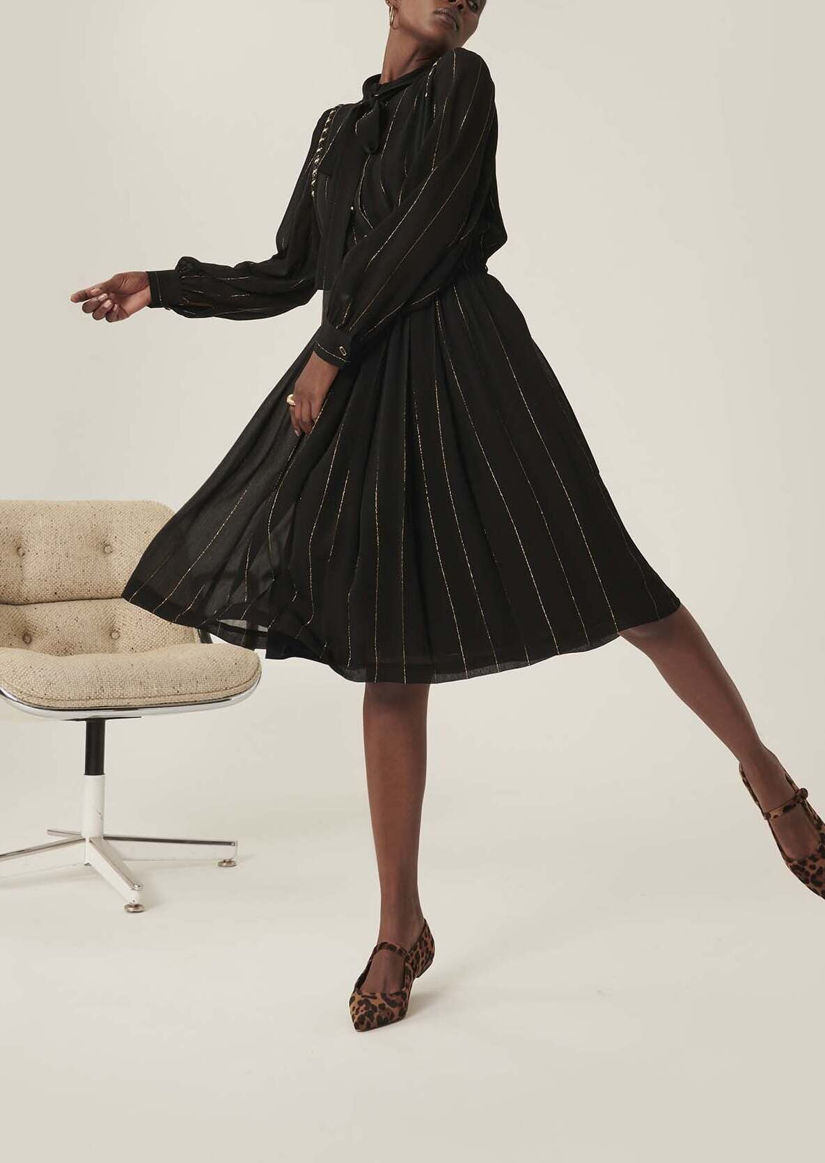 Robe Resima noir à rayures en lurex Faume - seconde main