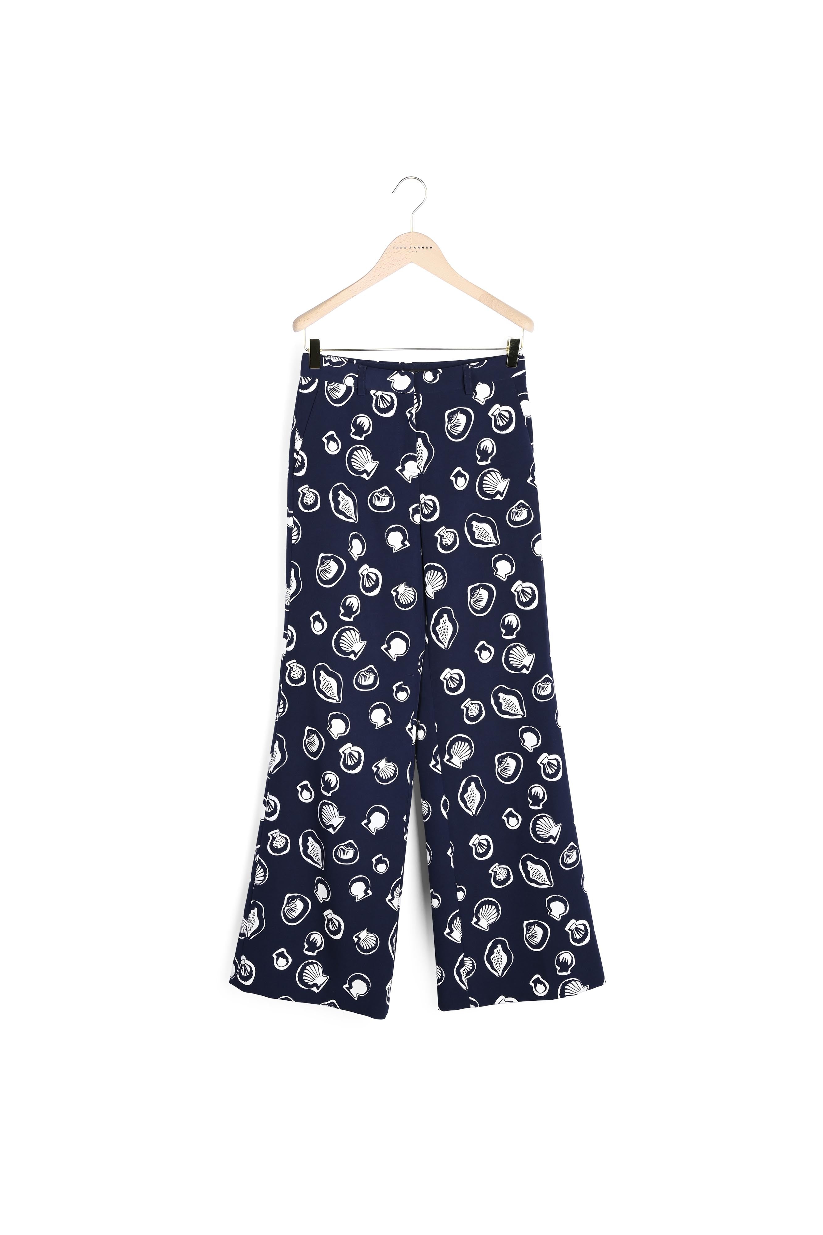 Pantalon bleu nuit motif coquillages Faume - seconde main