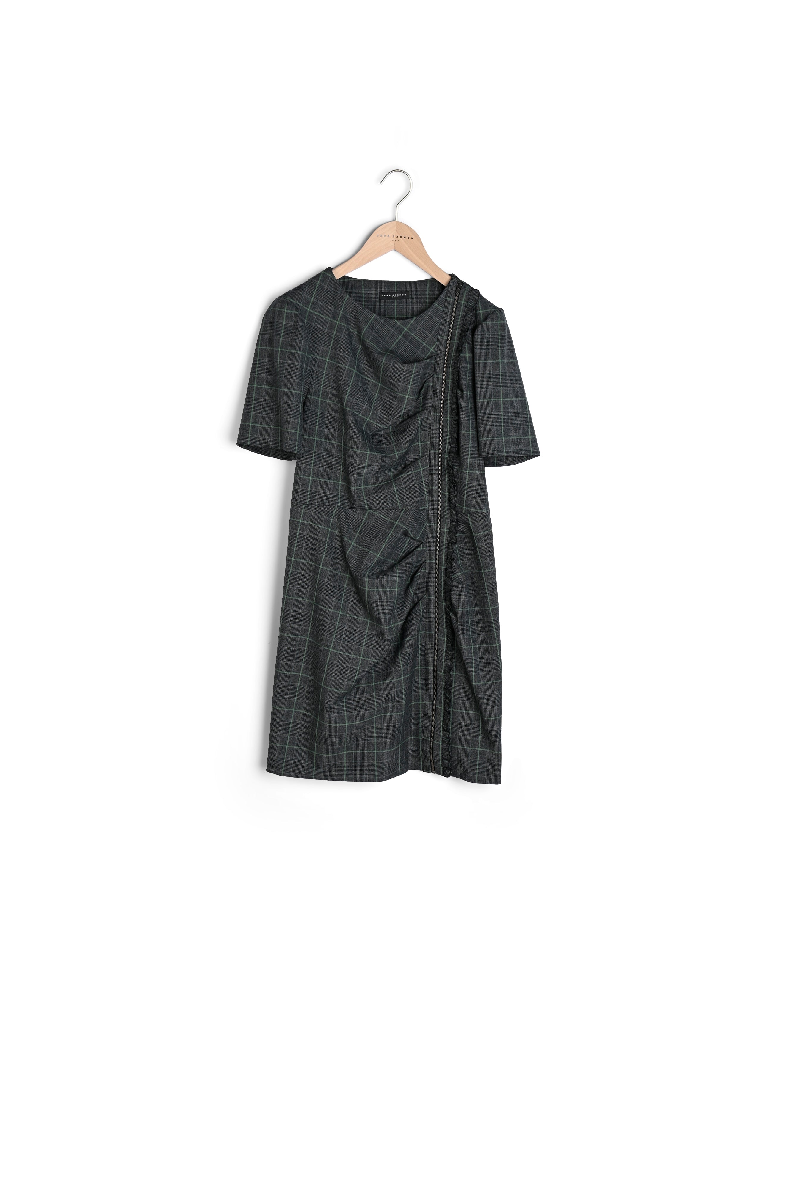 Robe République grise motif Prince de Galles vert Faume - seconde main