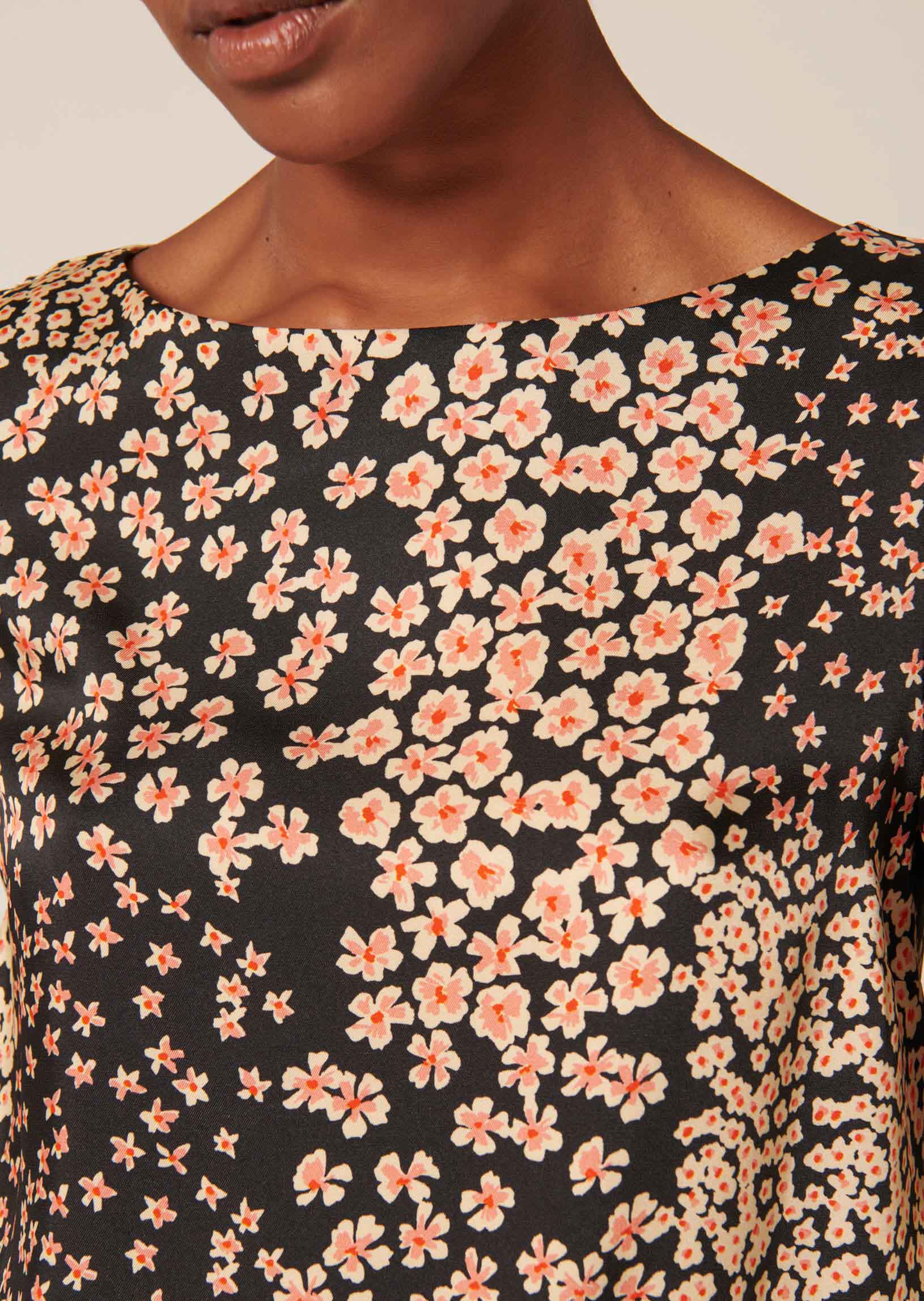 Top Tabecca noir imprimé petites fleurs Faume - seconde main