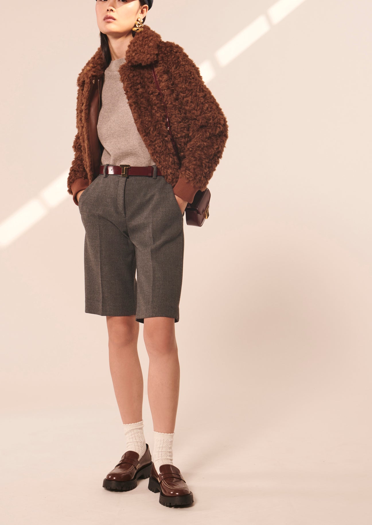 Short Safia gris en toile tailleur Faume - seconde main