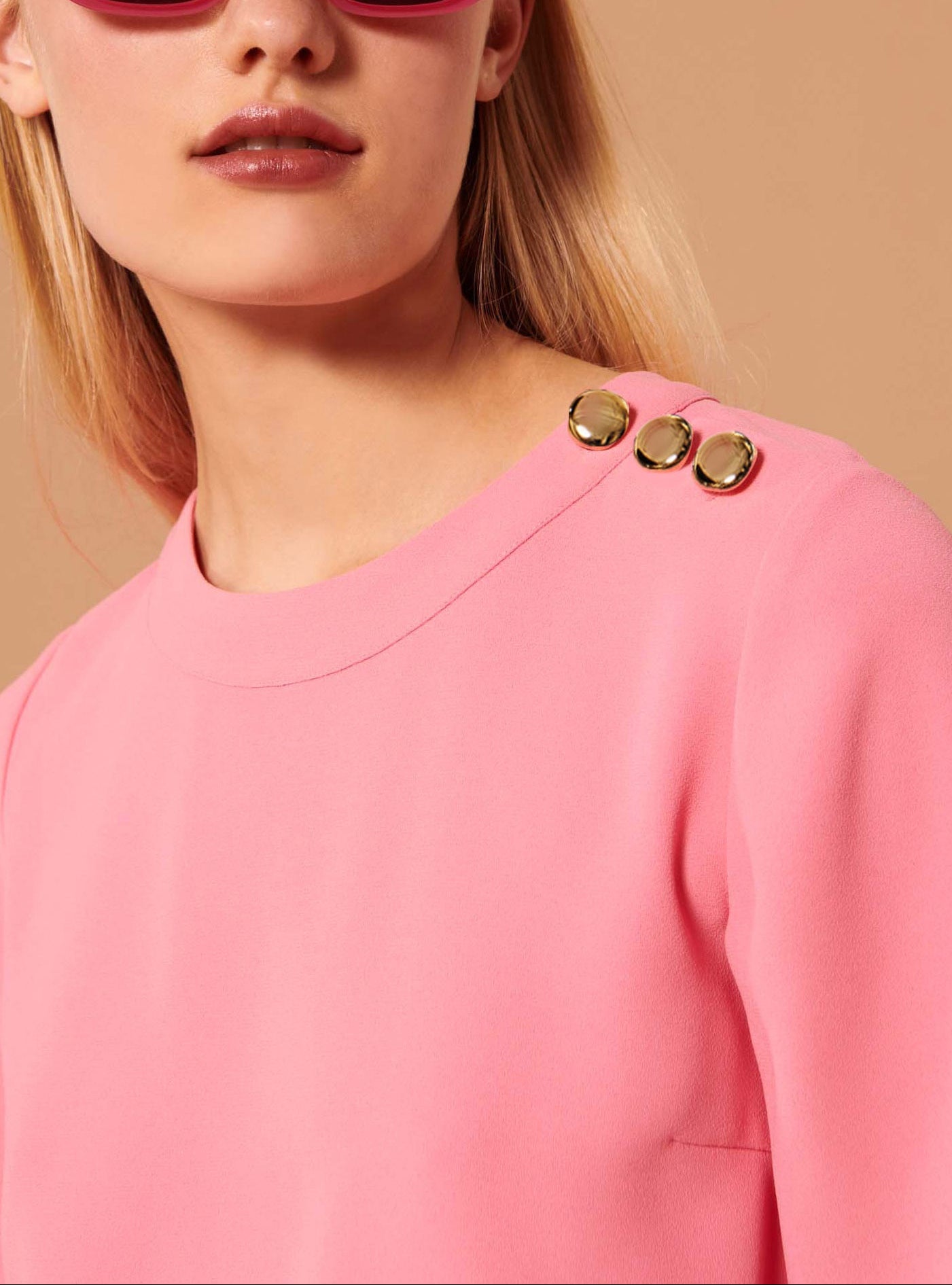 Top Tasha rose en crêpe Faume - seconde main