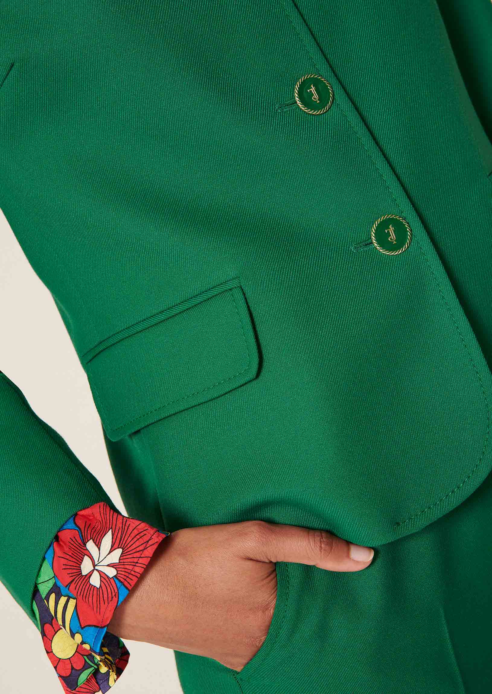 Veste Venitien verte en toile tailleur Faume - seconde main