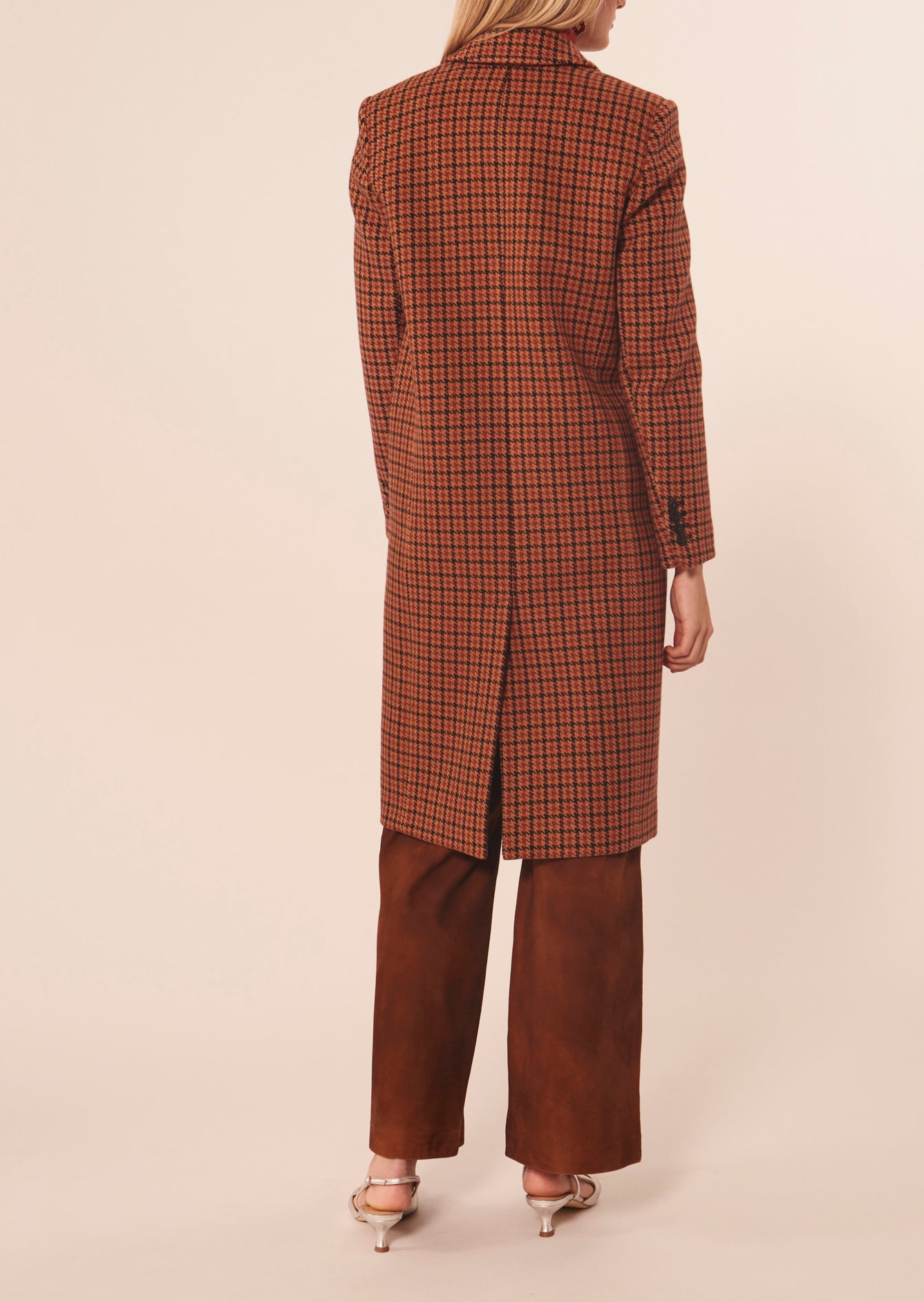 Manteau Marcus marron imprimé pied de poule Faume - seconde main