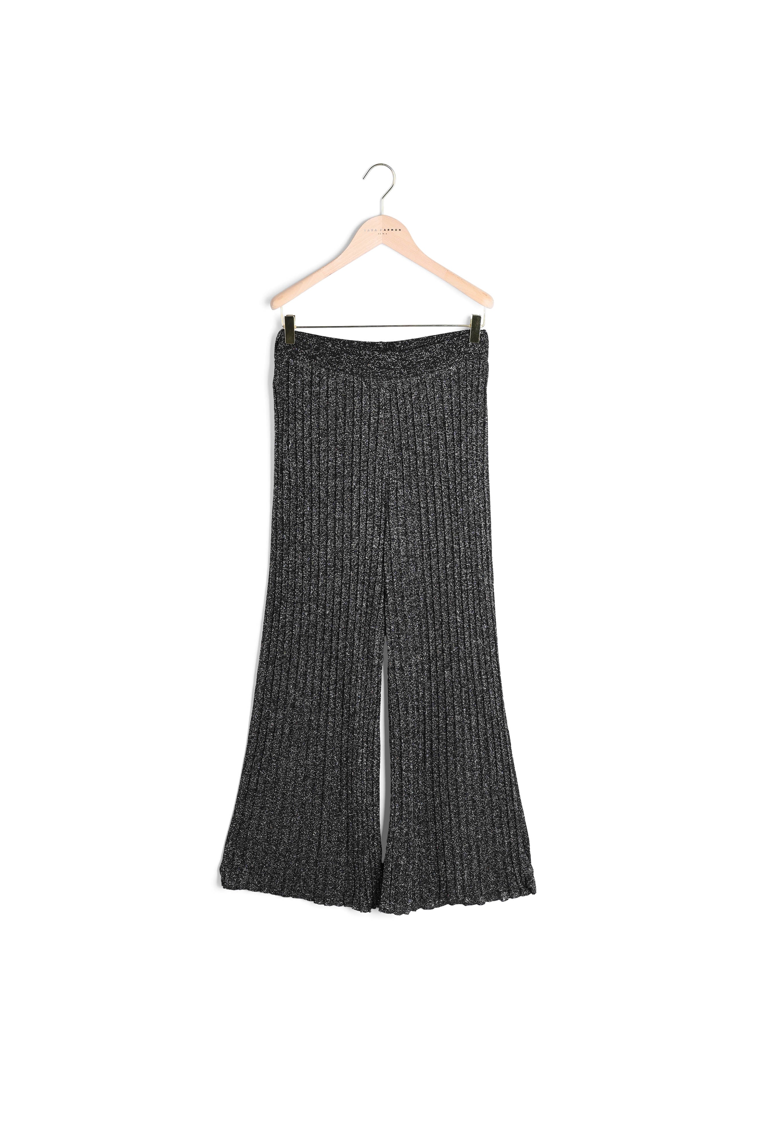 Pantalon Pannacotta noir en laine merinos et lurex Faume - seconde main