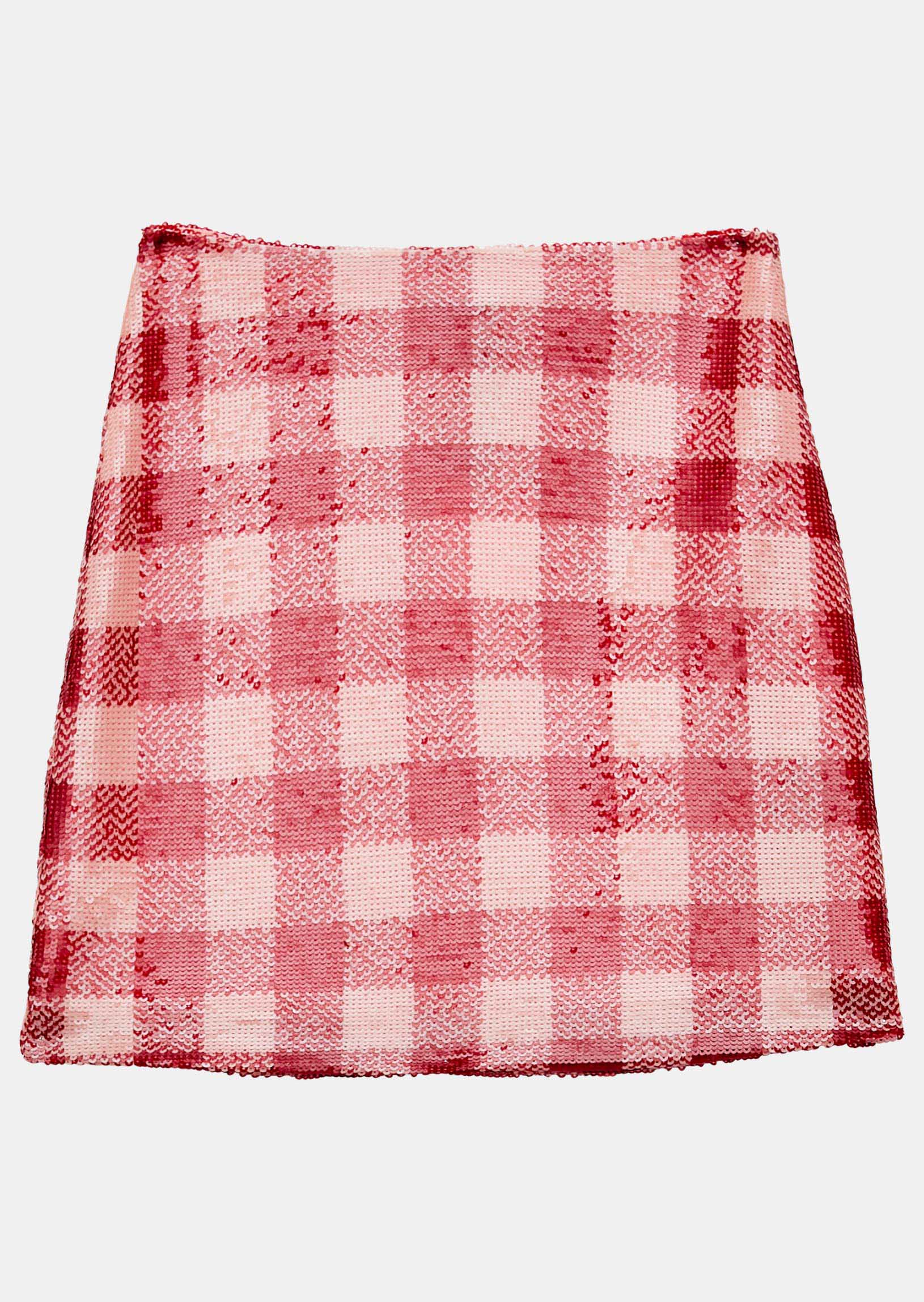 Jupe Jude rouge à carreaux en sequins Faume - seconde main