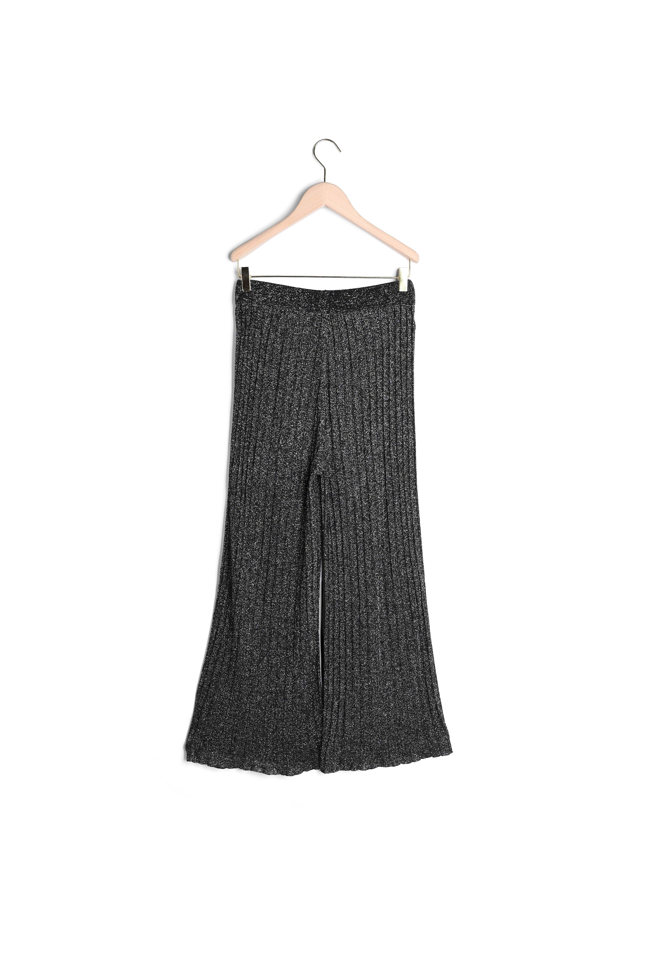 Pantalon Pannacotta noir en laine merinos et lurex Faume - seconde main
