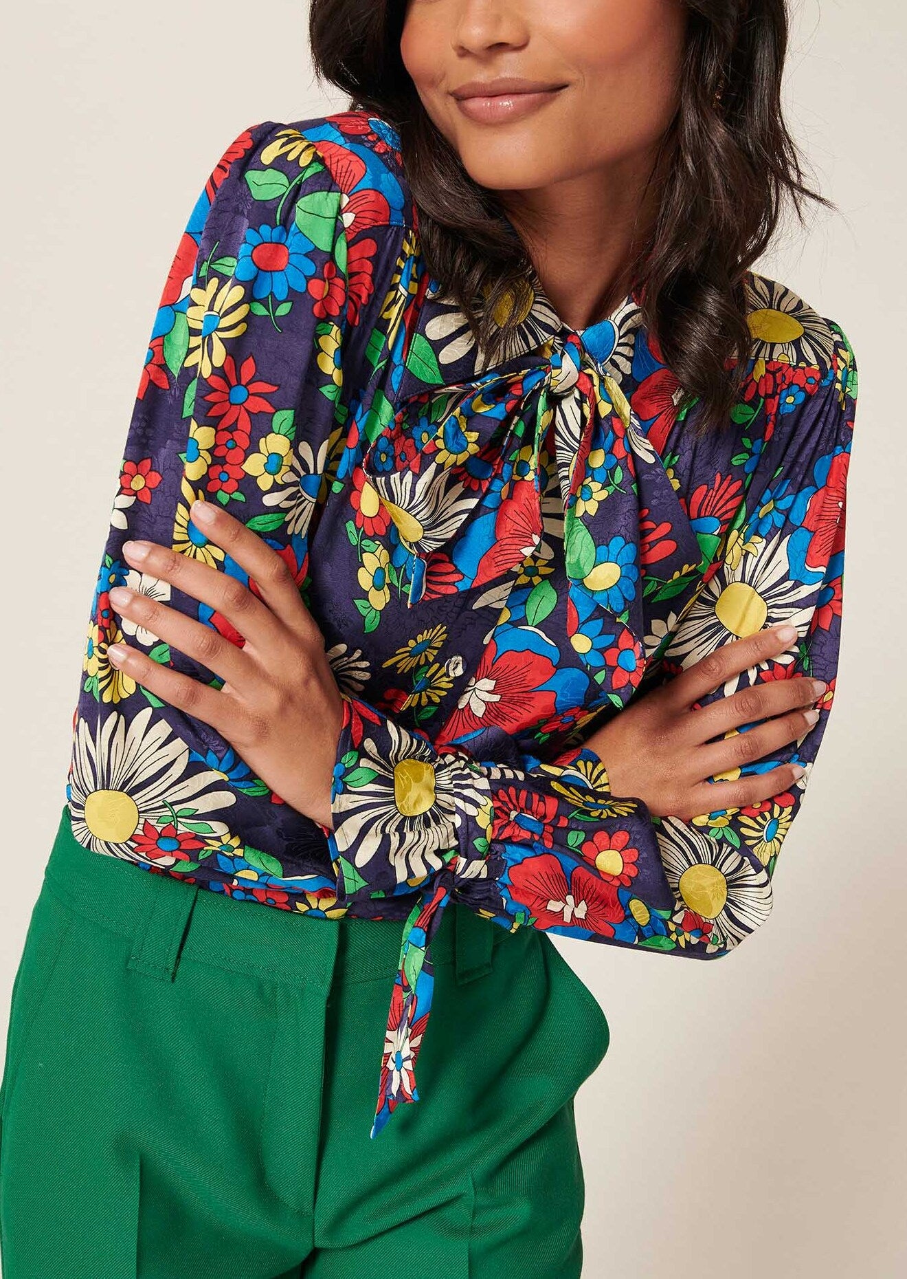 Top Tahili bleu imprimé fleurs Faume - seconde main