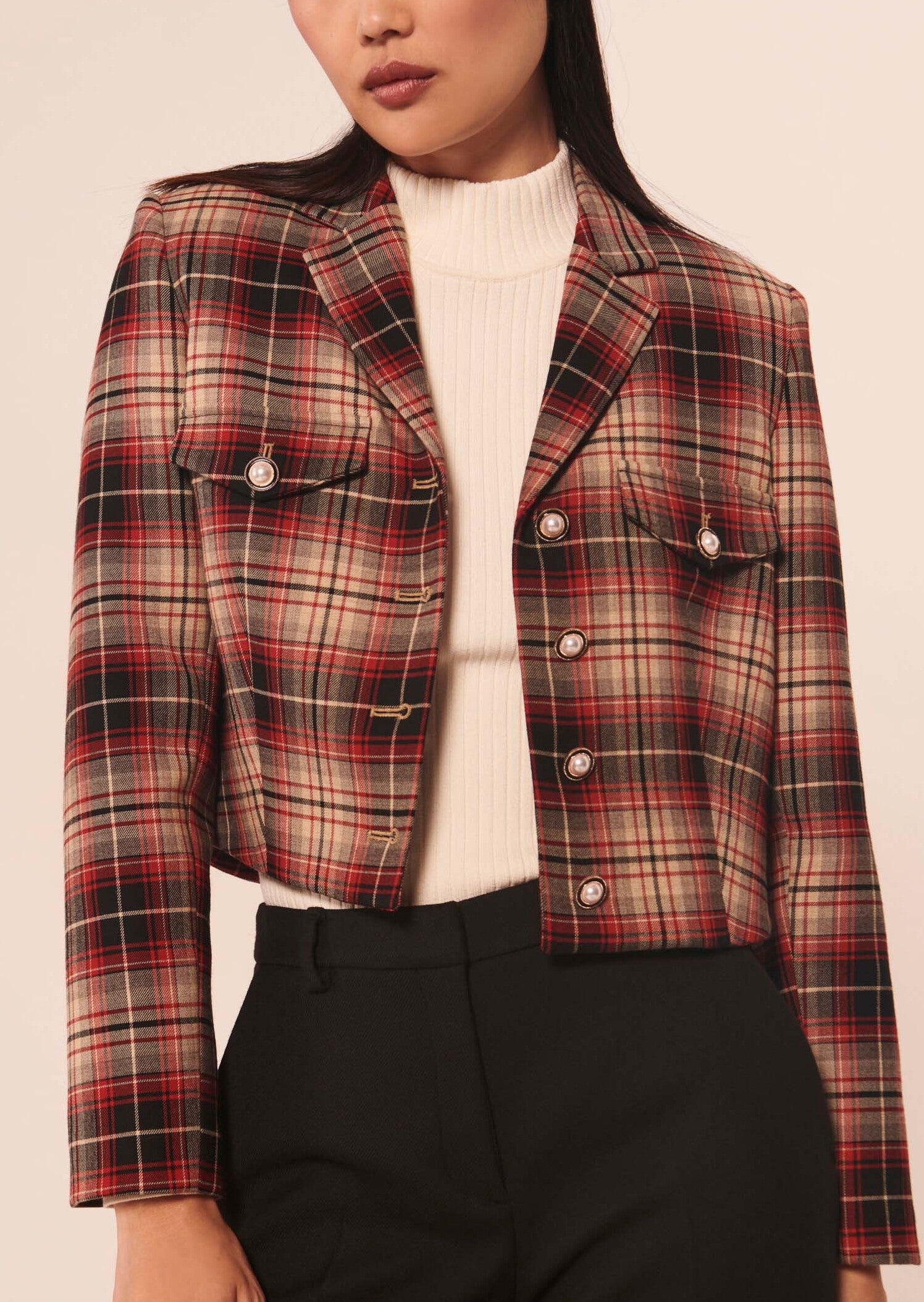 Veste Vivick rouge en tartan Faume - seconde main
