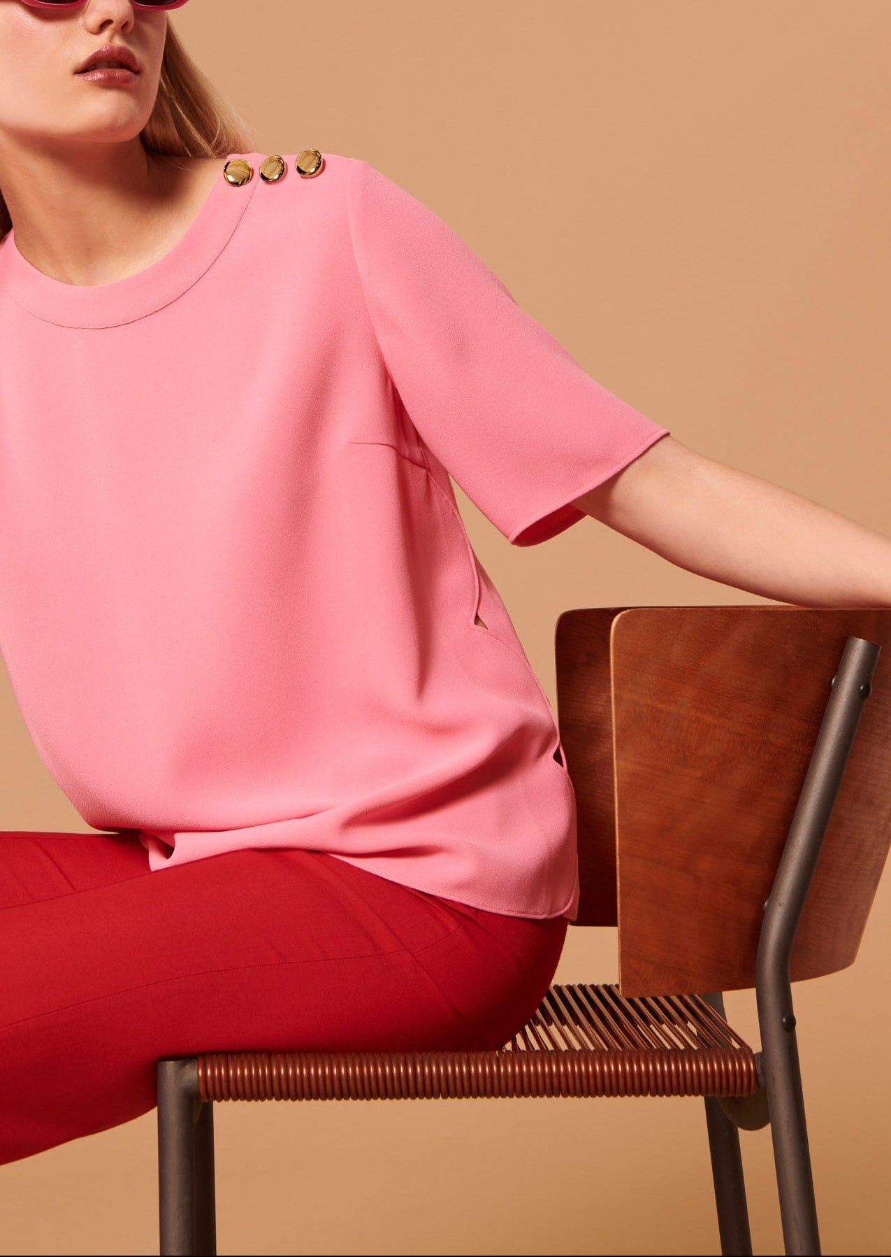 Top Tasha rose en crêpe Faume - seconde main